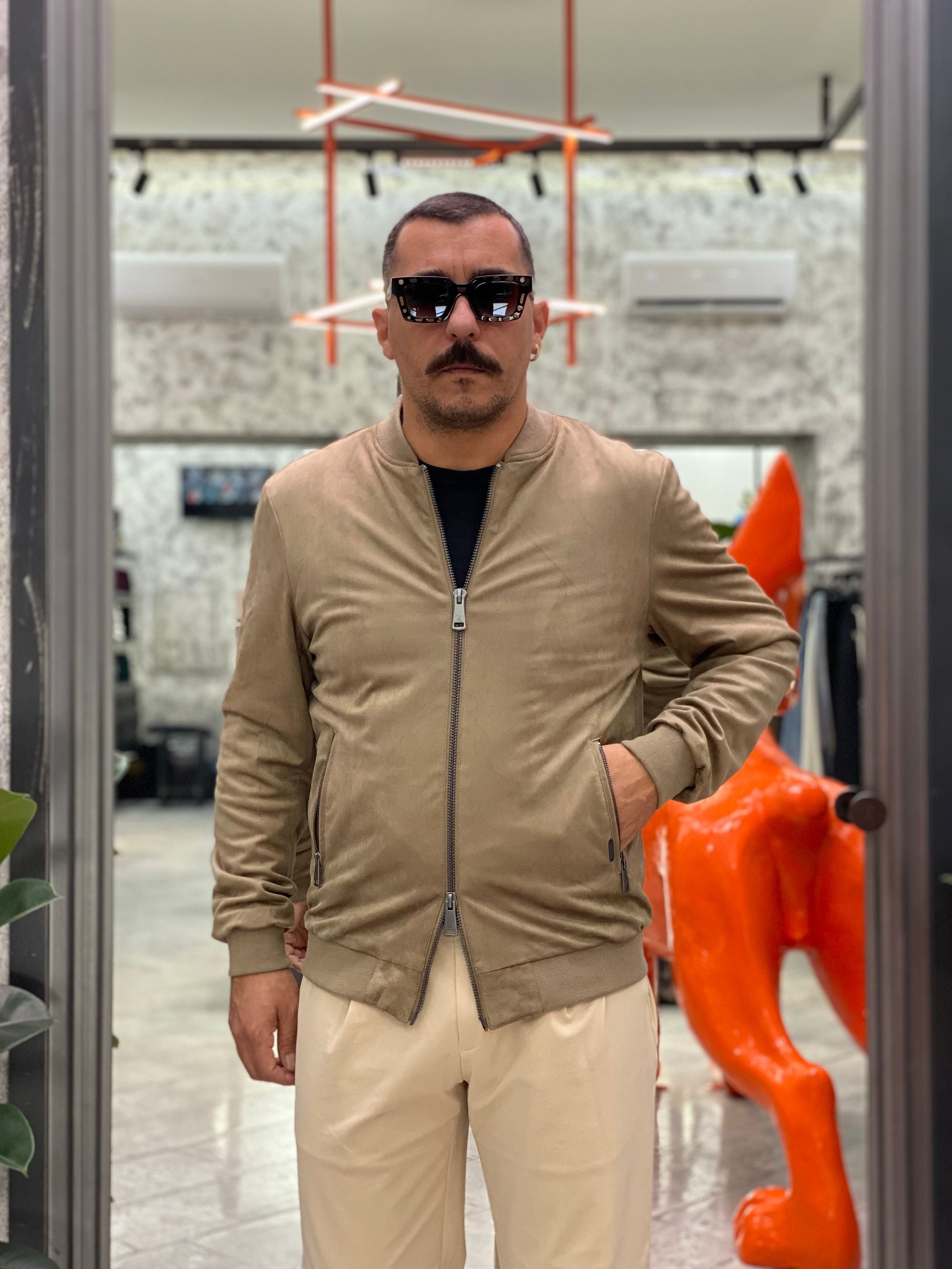 GIUBBINO BOMBER MODELLO COLLEGE IN ECORENNA CON TASCHE ZIP LATERALI - REGULAR FIT GL9715-F25.CAM