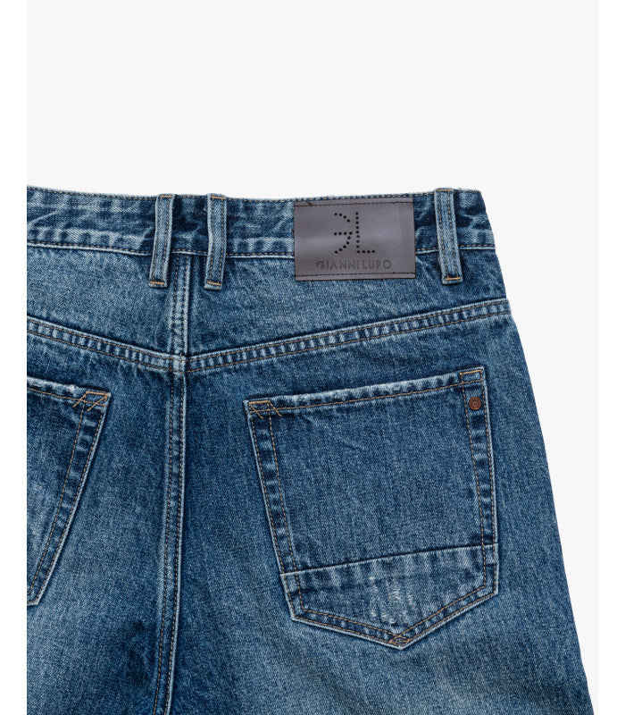 JEANS MIKE 5 TASCHE CON STRAPPI EVIDENTI - CARROT CROPPED FIT GL622Y-F25