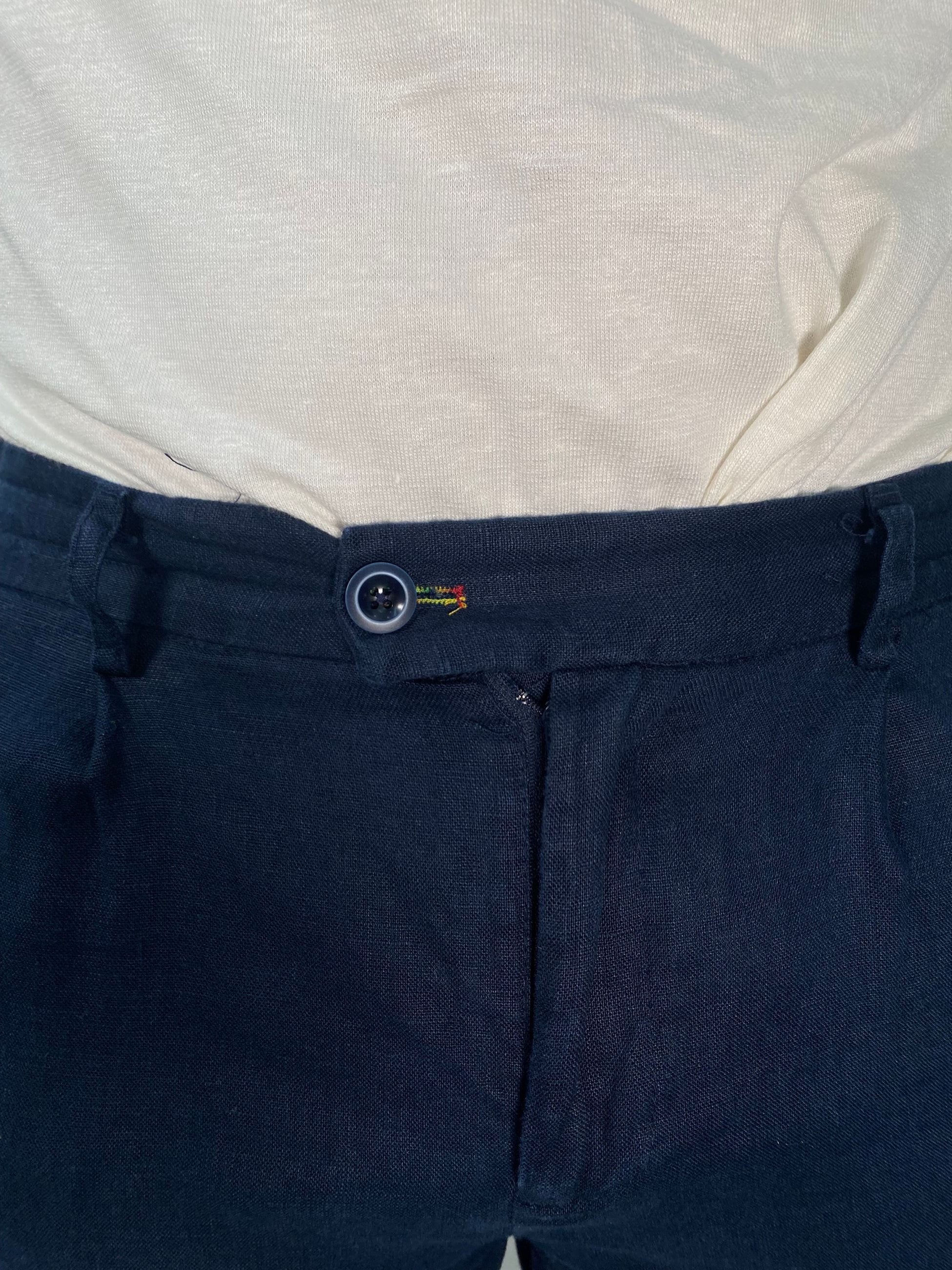 PANTALACCIO IN MISTO LINO/COTONE CON COULISSE - REGULAR FIT PSE1412SS.BLU