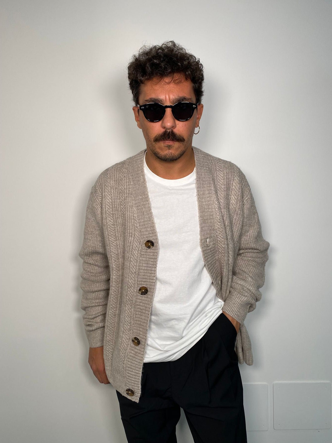 CARDIGAN IN MICRO TRAMA - REGULAR FIT