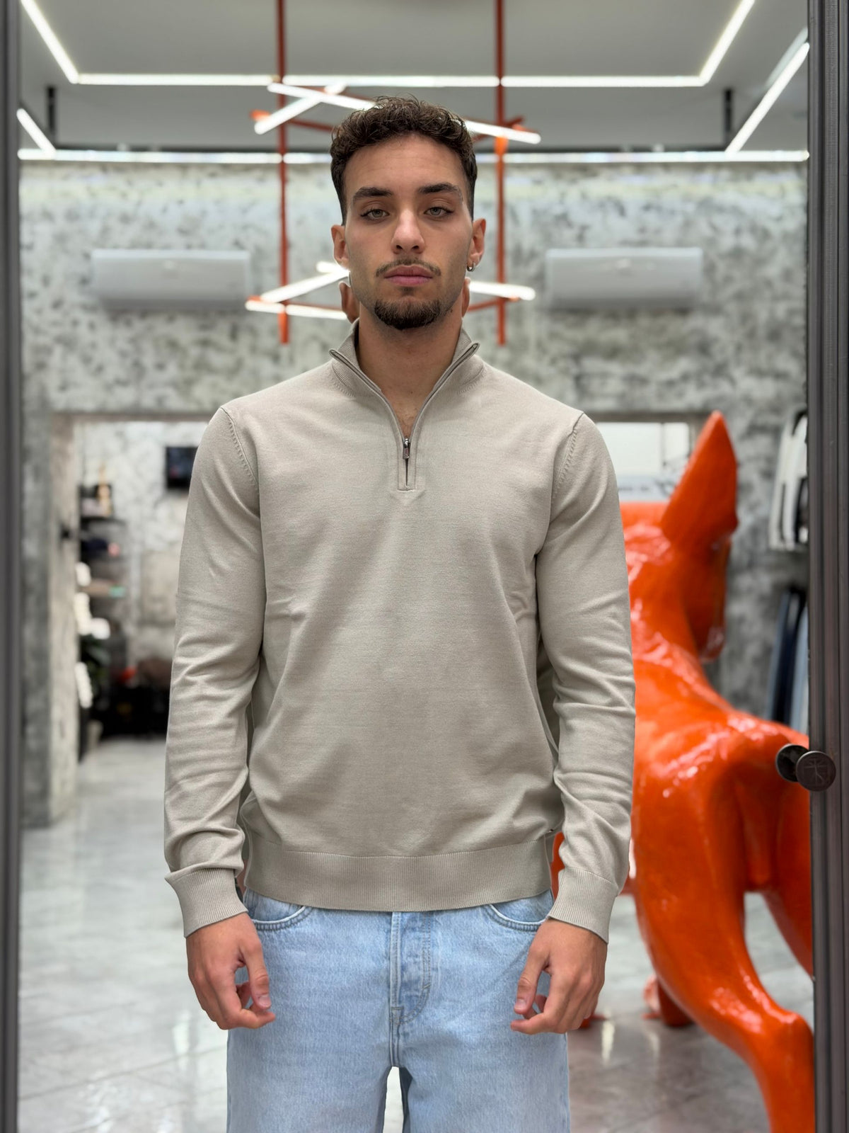 MAGLIA MEZZA ZIP FINEZZA 12 IN MORBIDA VISCOSA - SLIM FIT MK9900018.TAU