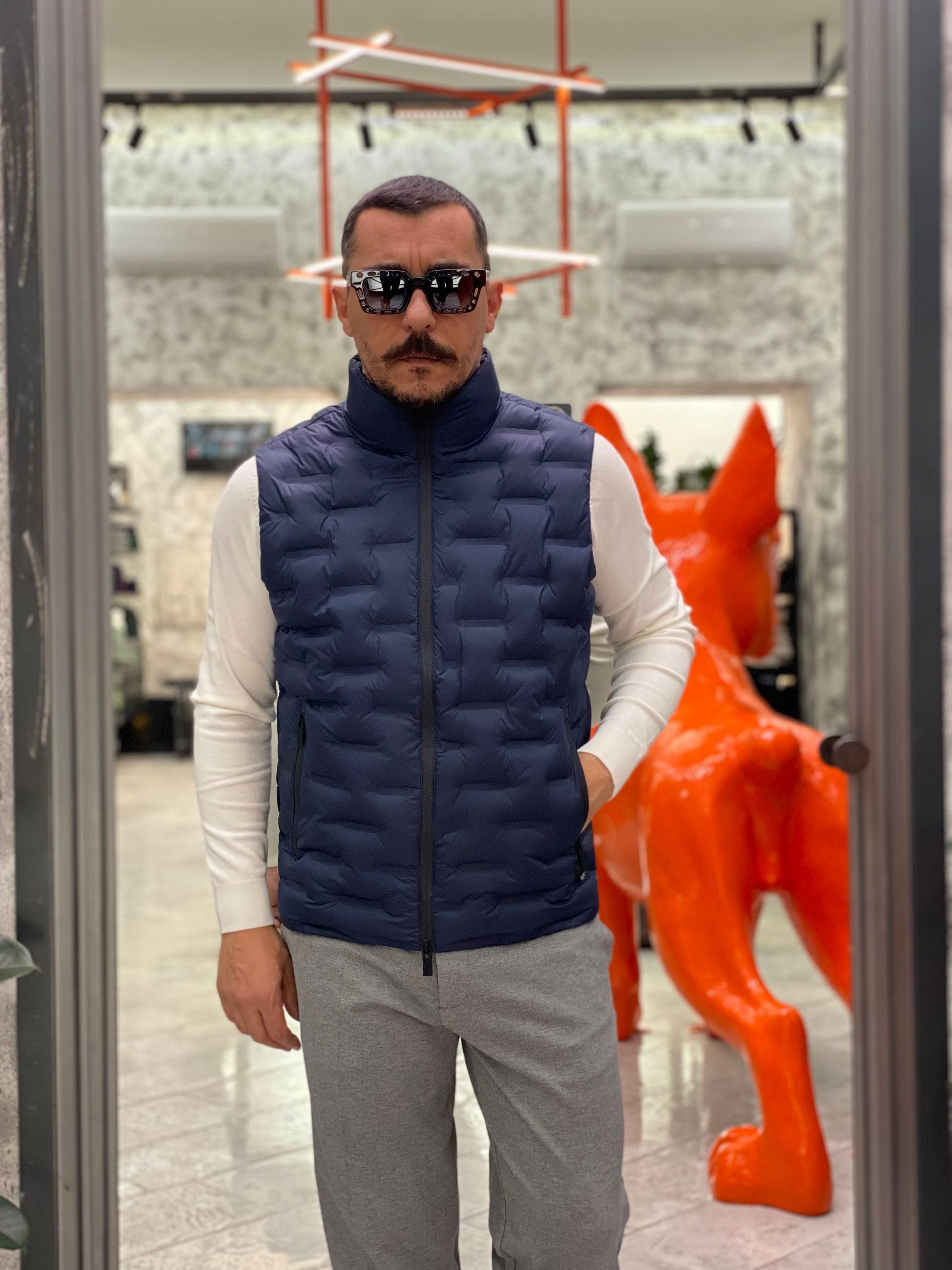 GIUBBINO SMANICATO LUPETTO TRAPUNTATO IN TESSUTO SOFTSHELL STRETCH - REGULAR FIT MK9940026.BLU