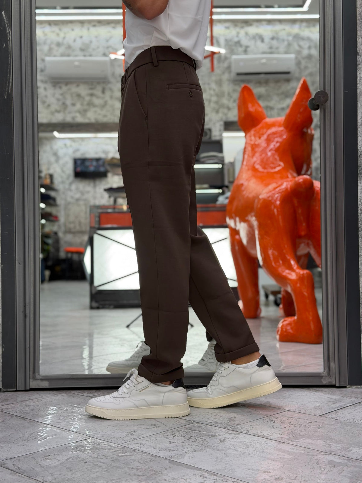 PANTALONE DA COMPLETO IN PUNTO MILANO ELASTICIZZATO CON COULISSE IN VITA E RISVOLTO AL FONDO - REGULAR FIT GL5165BD-F26.COF