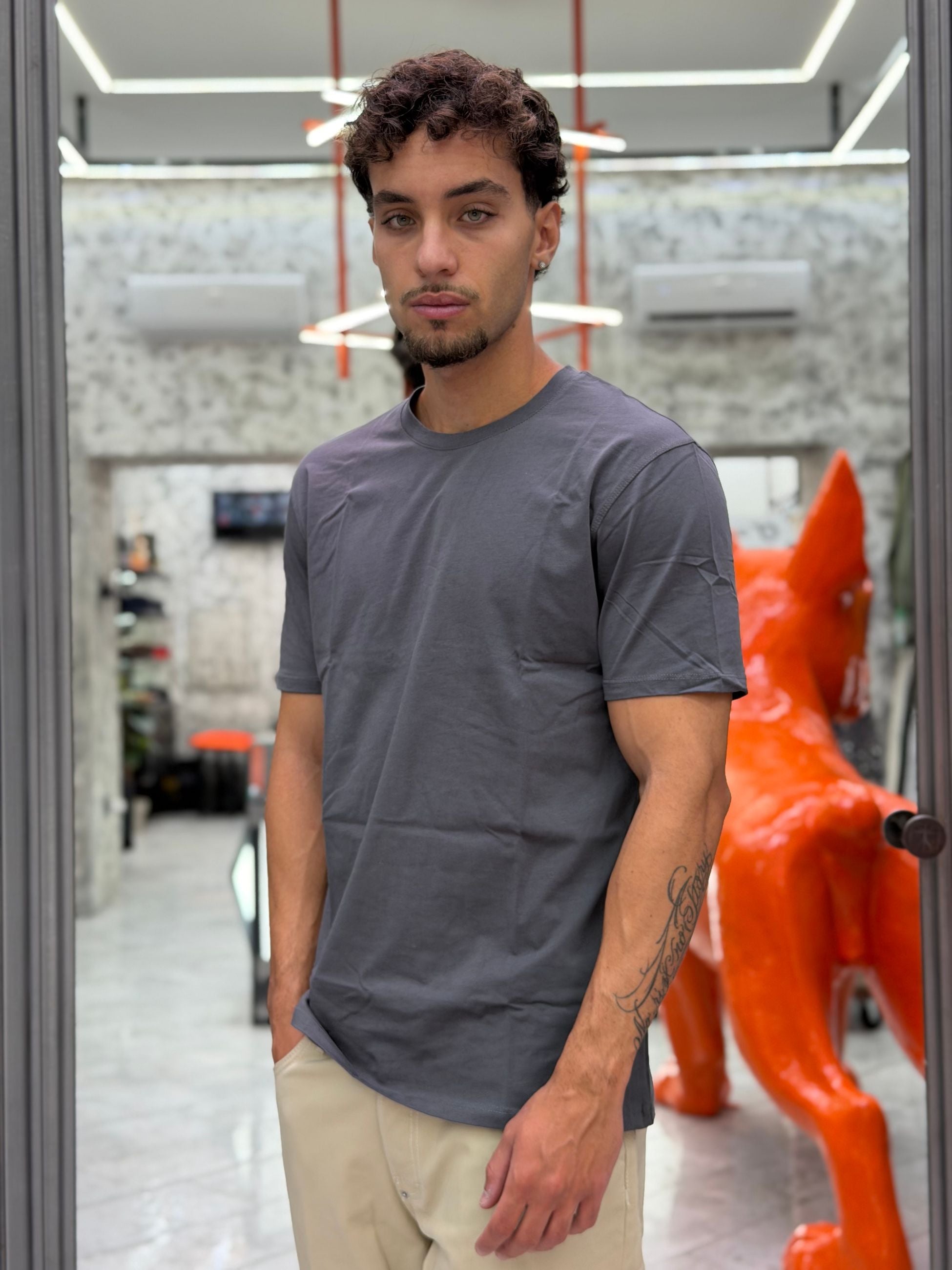 T-SHIRT BASIC IN 100% COTONE EXTRA FINE - REGULAR FIT GL1078F-F26.GREY