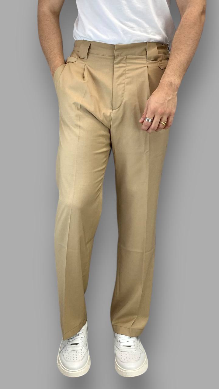 PANTALONE FONDO AMPIO CON COULISSE SUI FIANCHI CINTURINI REGOLABILI - REGULAR FIT
