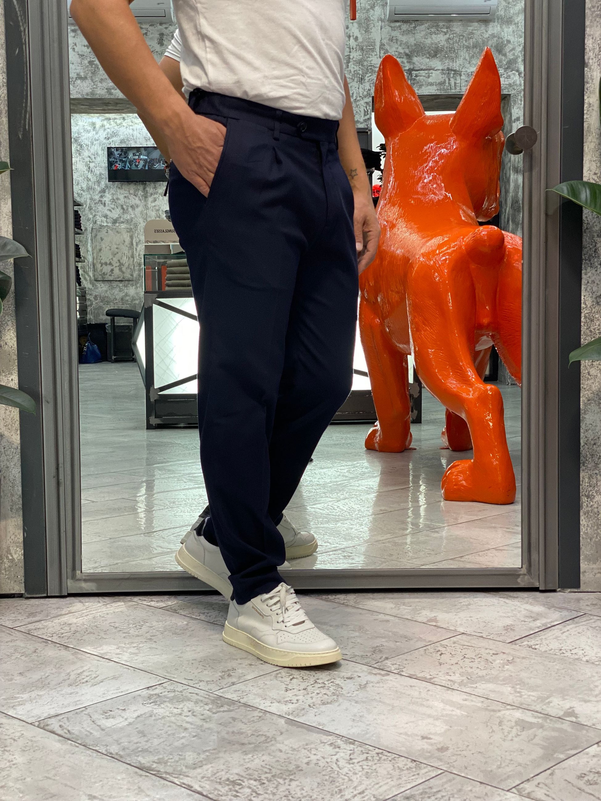 PANTALONE ELEGANTE CON TASCHE A FILO E COULISSE IN VITA - REGULAR FIT PSI1461SS.BLU