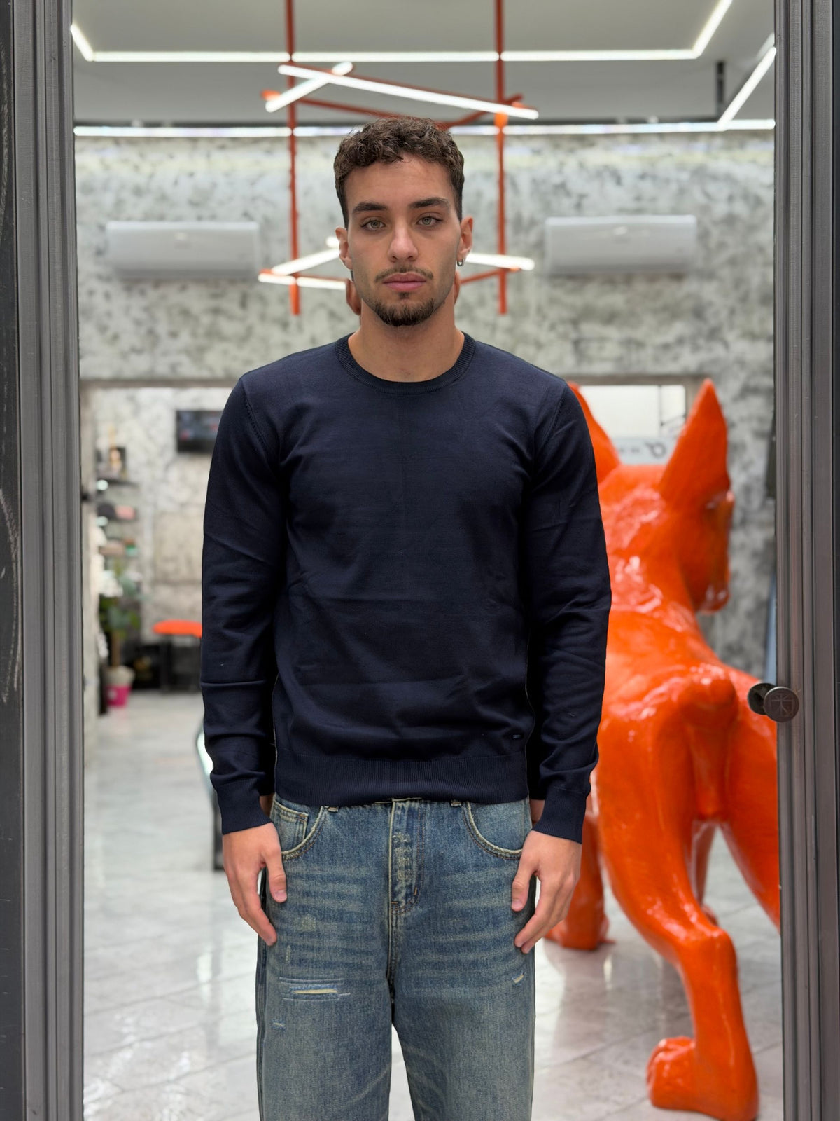 MAGLIA GIROCOLLO IN MORBIDA VISCOSA - REGULAR FIT GL35603.BLU