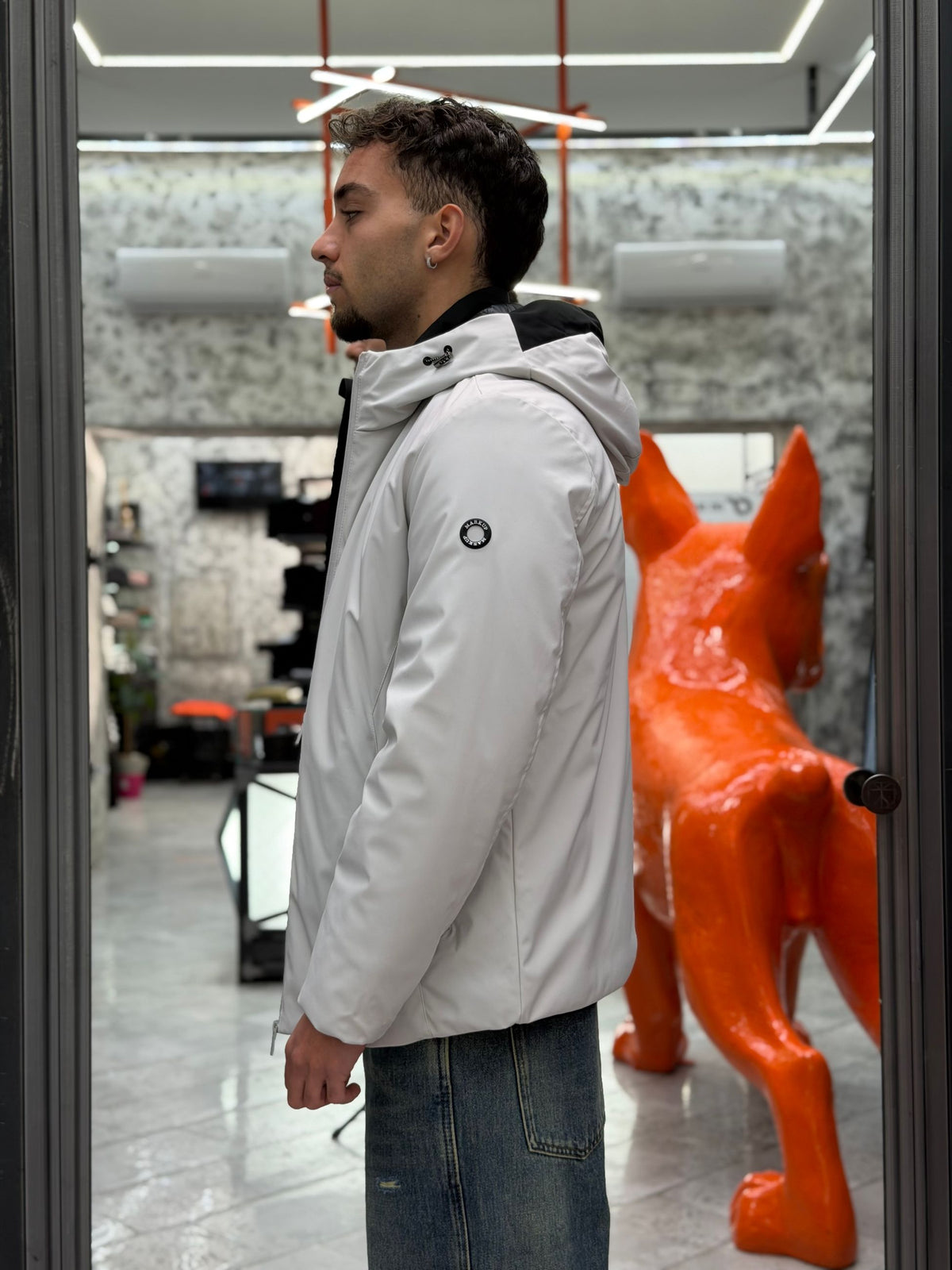 PARKA CORTO CON CAPPUCCIO IN TESSUTO TECNICO WATERPROOF & WINDPROOF - REGULAR FIT MK24006.PER