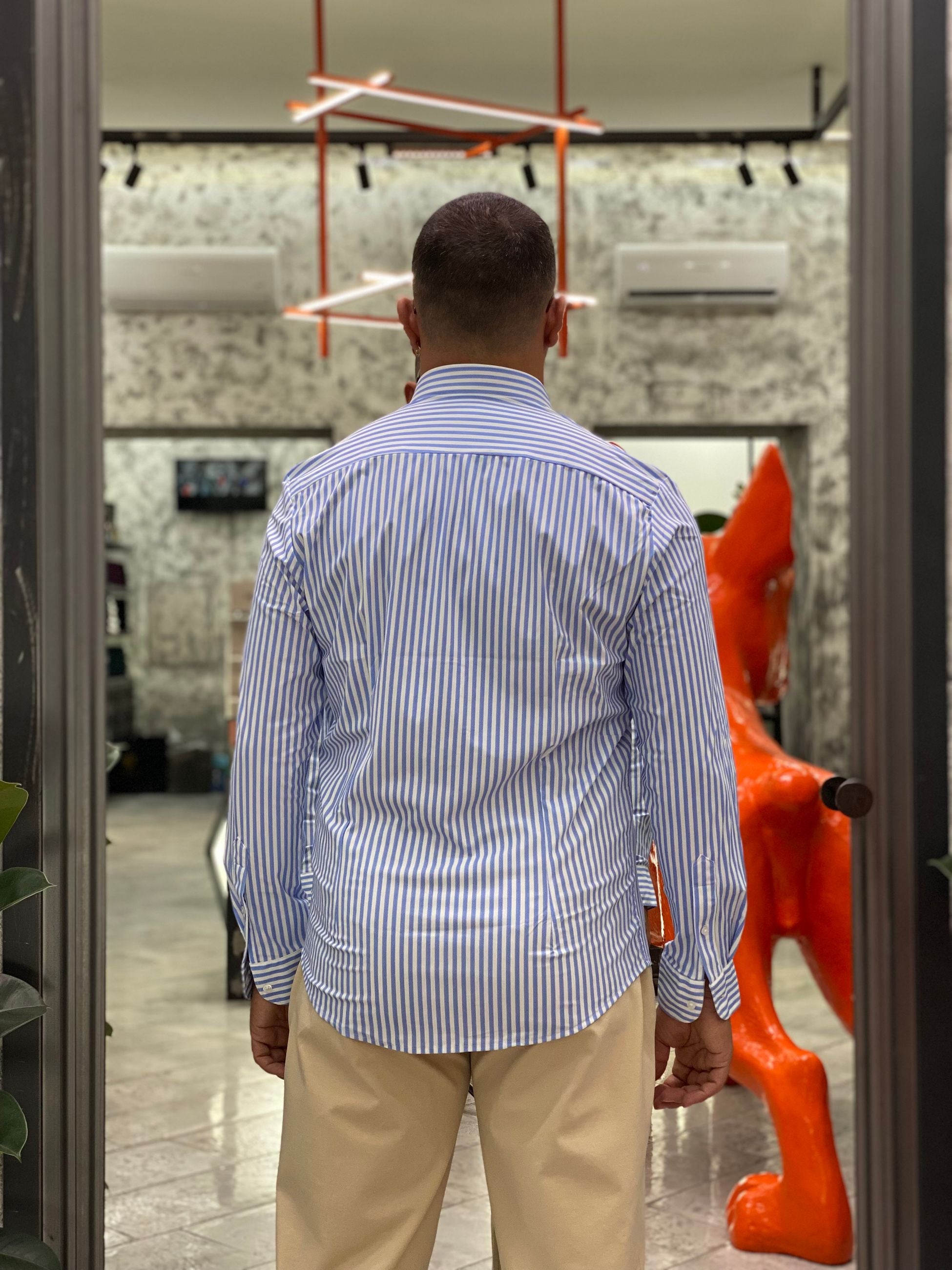 CAMICIA NO STIRO IN TESSUTO PREMIUM FANTASIA RIGHE SPIGATE - REGULAR FIT FIO3044NY.AZZ