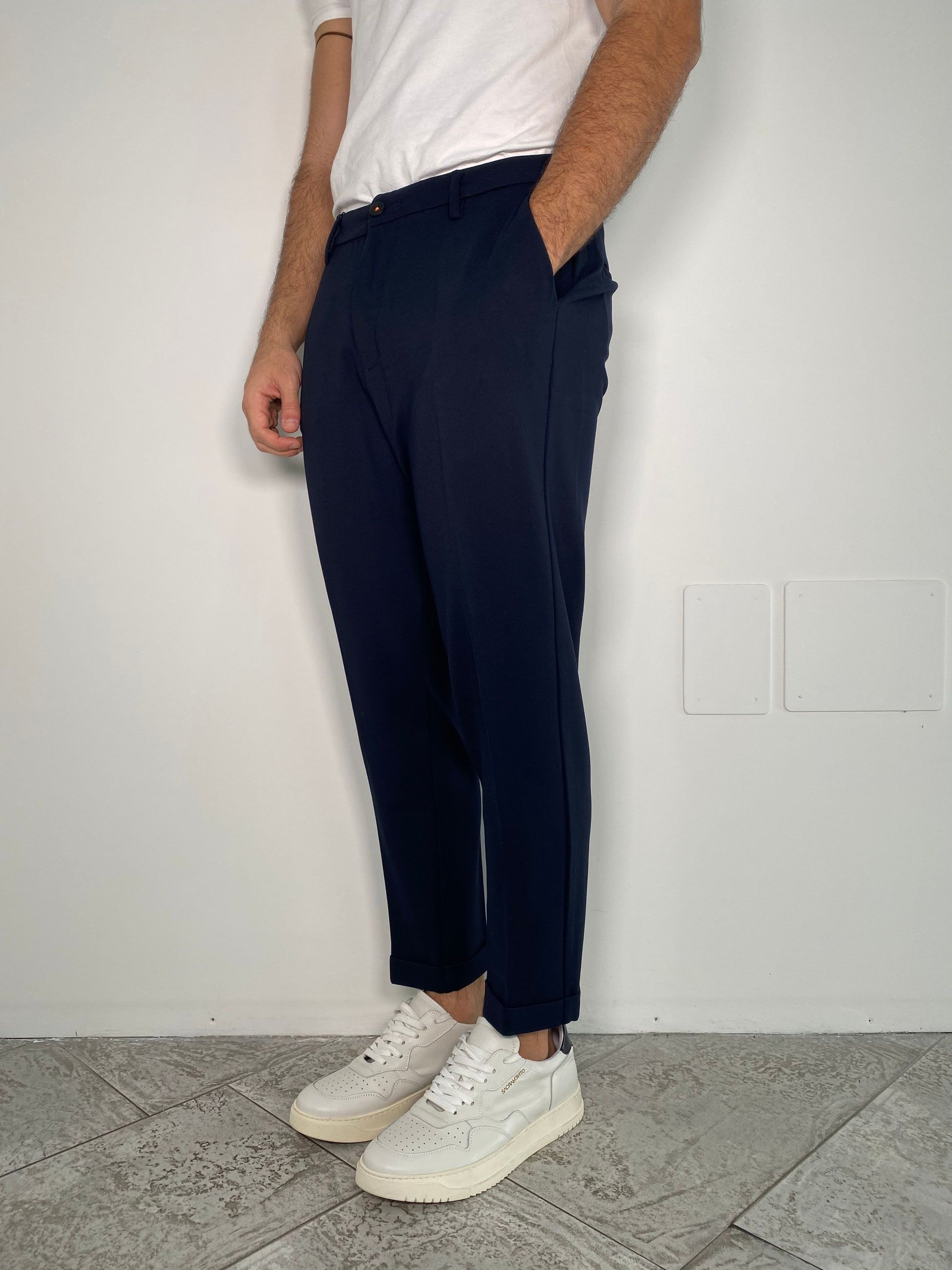 PANTALONE PUNTO MILANO CON TASCHE A FILO - CROPPED CARROT FIT