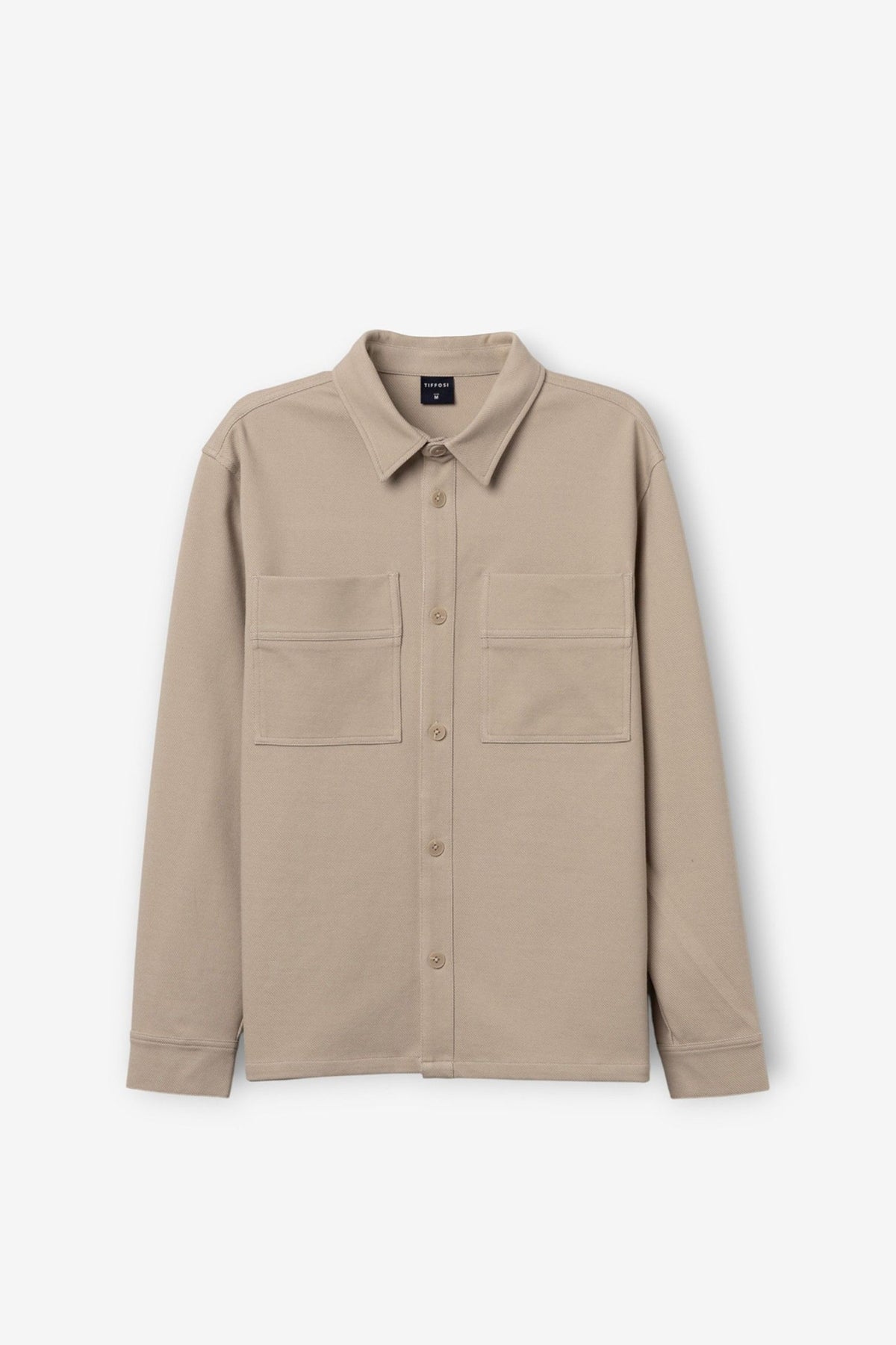 OVERSHIRT IN CALDO COTONE ELASTICIZZATO CON TASCONI 10068028.BEI