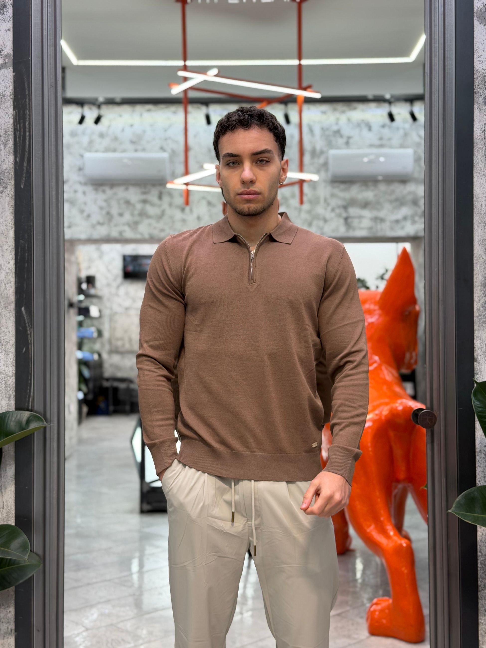 POLO MANICA LUNGA MEZZA ZIP IN LEGGERA VISCOSA - REGULAR FIT GL35205-S26.TAB