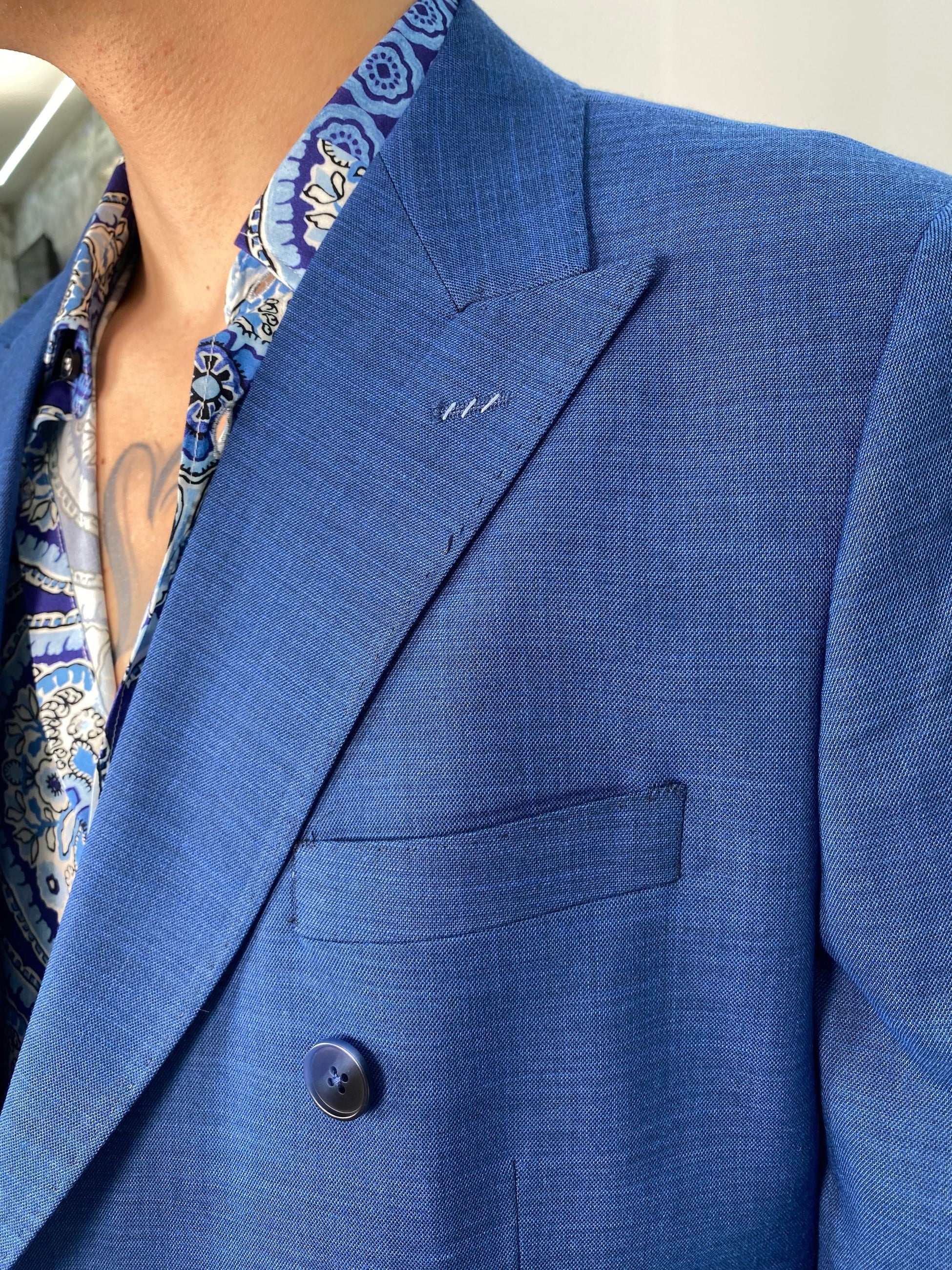 ABITO COMPLETO GIACCA DOPPIOPETTO E PANTALONE IN TESSUTO EFFETTO FIAMMATO - REGULR FIT ABE45SS.ROY