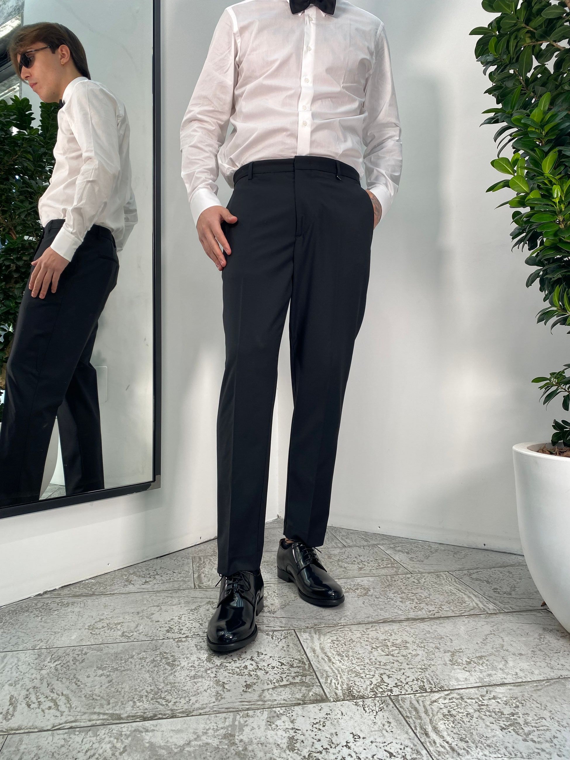 PANTALONE TASCA AMERICA DA ABITO IN FRESCO LANA - REGULAR FIT PA3234.NER