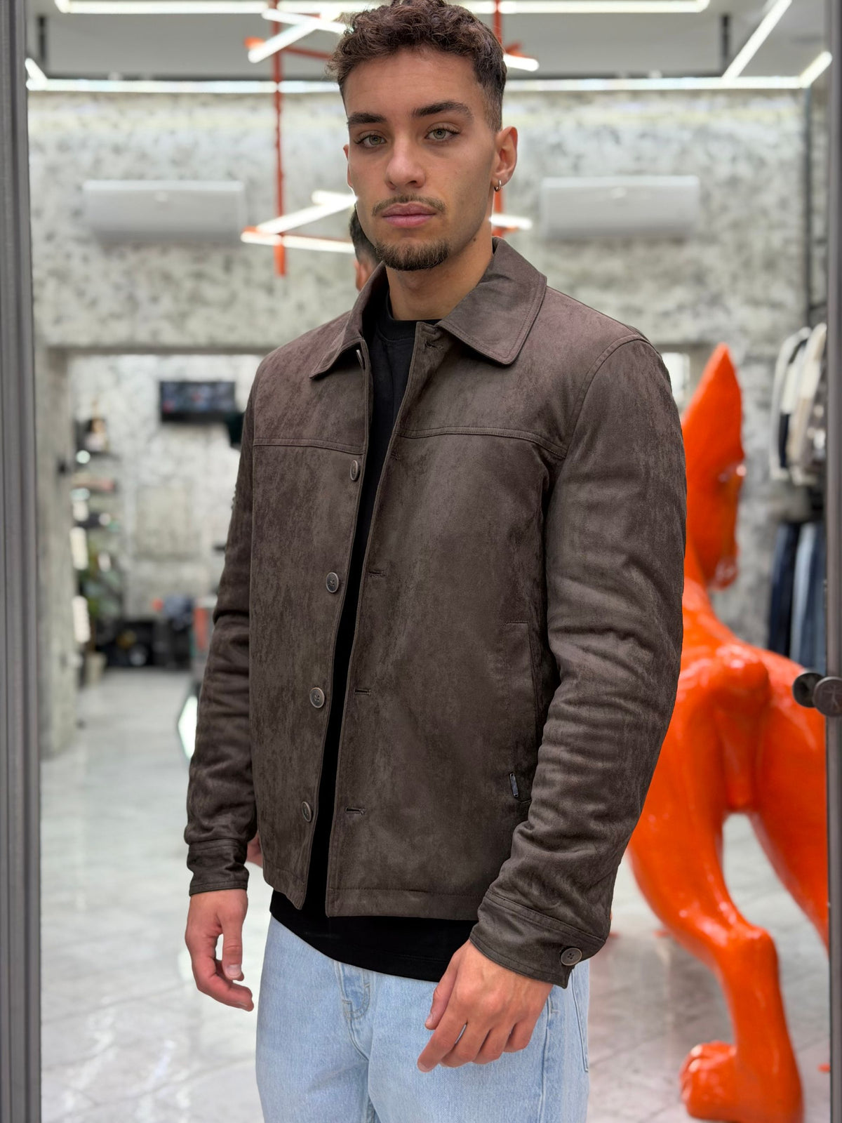 GIUBBINO IMBOTTITO IN ECORENNA CON TASCHE A FILO E CHIUSURA BOTTONI - REGULAR FIT GL9868.COF