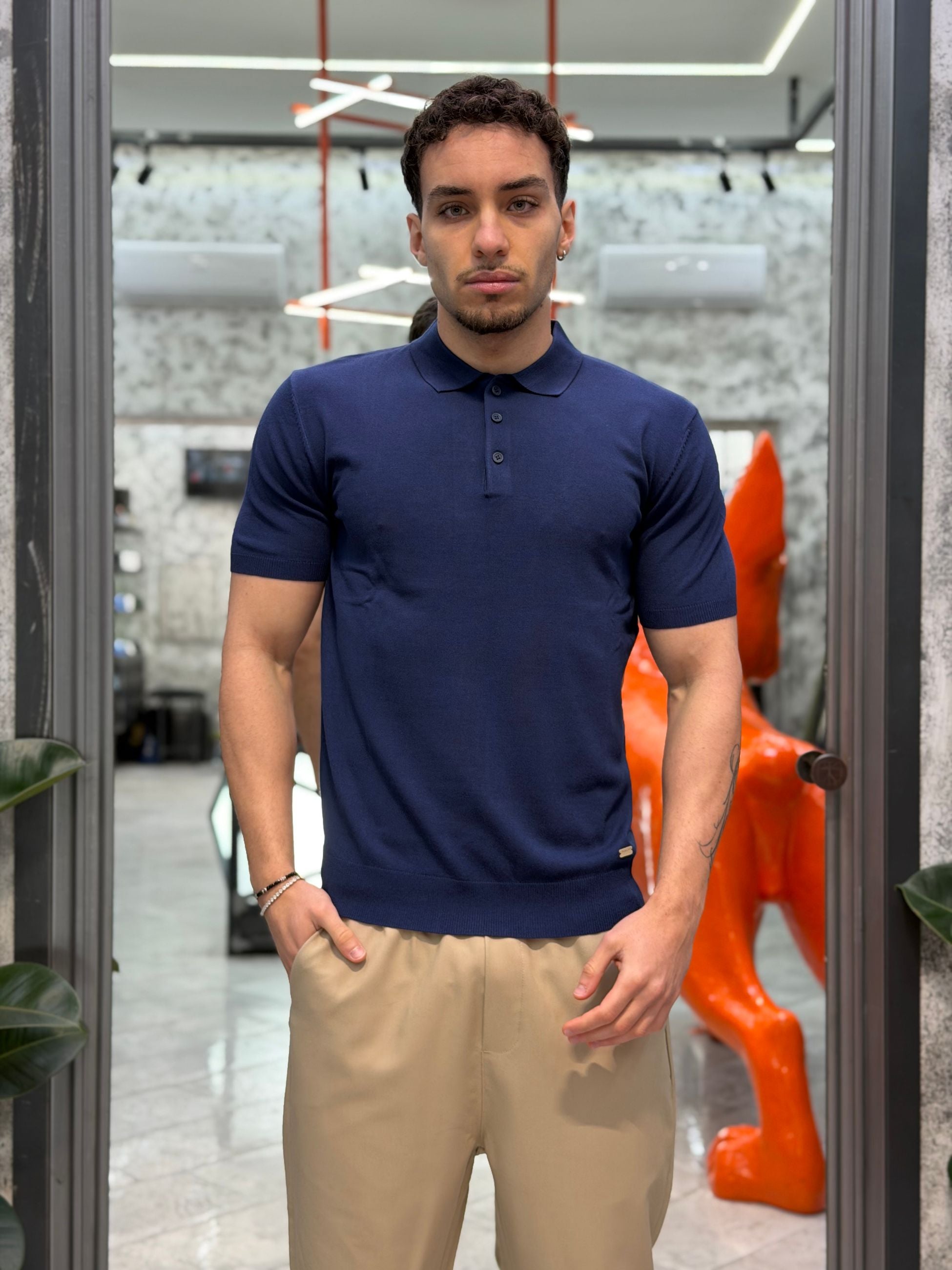 POLO MANICA CORTA CON 3 BOTTONI IN LEGGERA VISCOSA - REGULAR FIT GL511S-S26.BLU