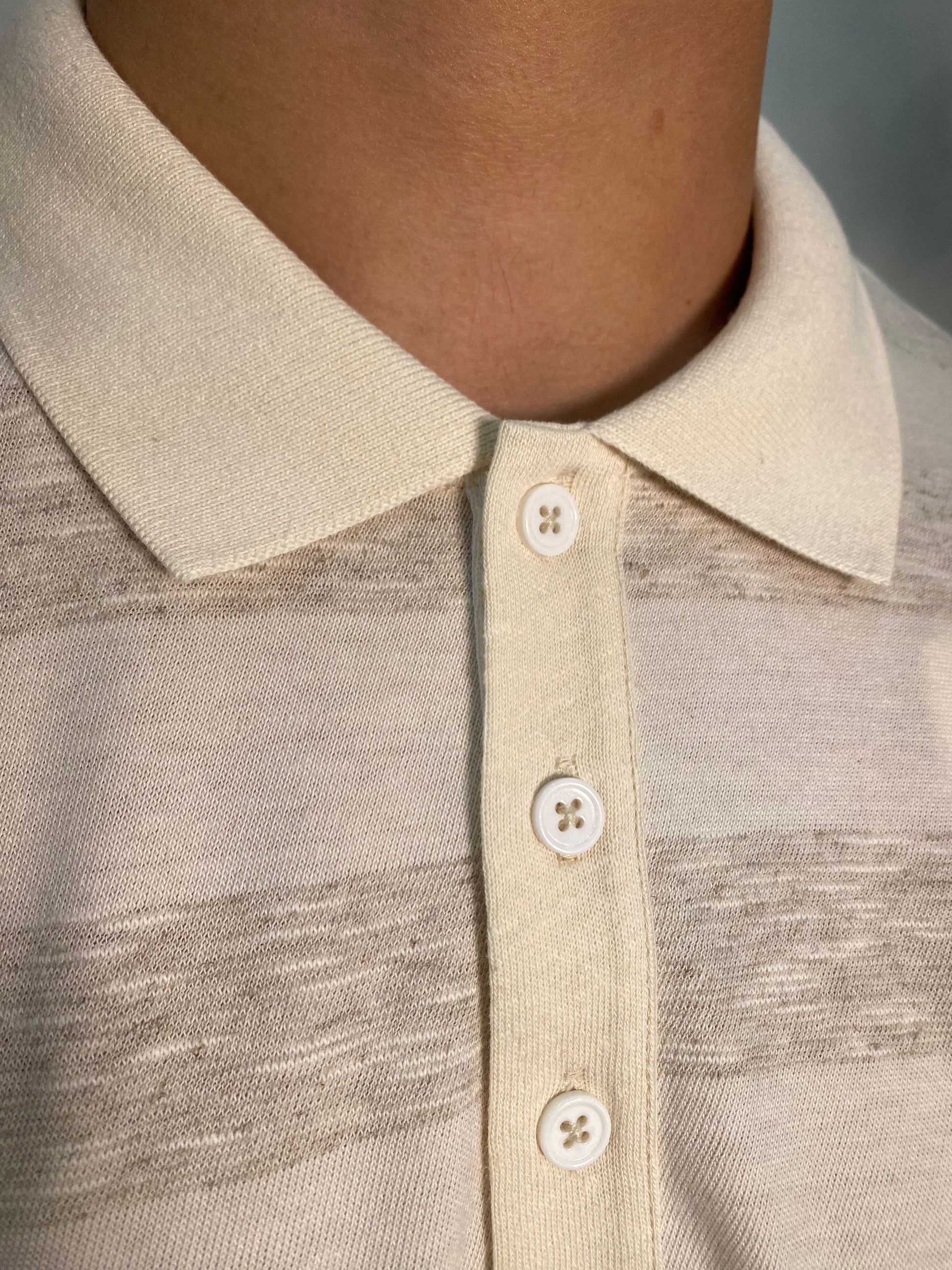 POLO IN MISTO COTONE/LINO A RIGHE LARGHE ORIZZONTALI - REGULAR FIT PE2927SS.BIGE