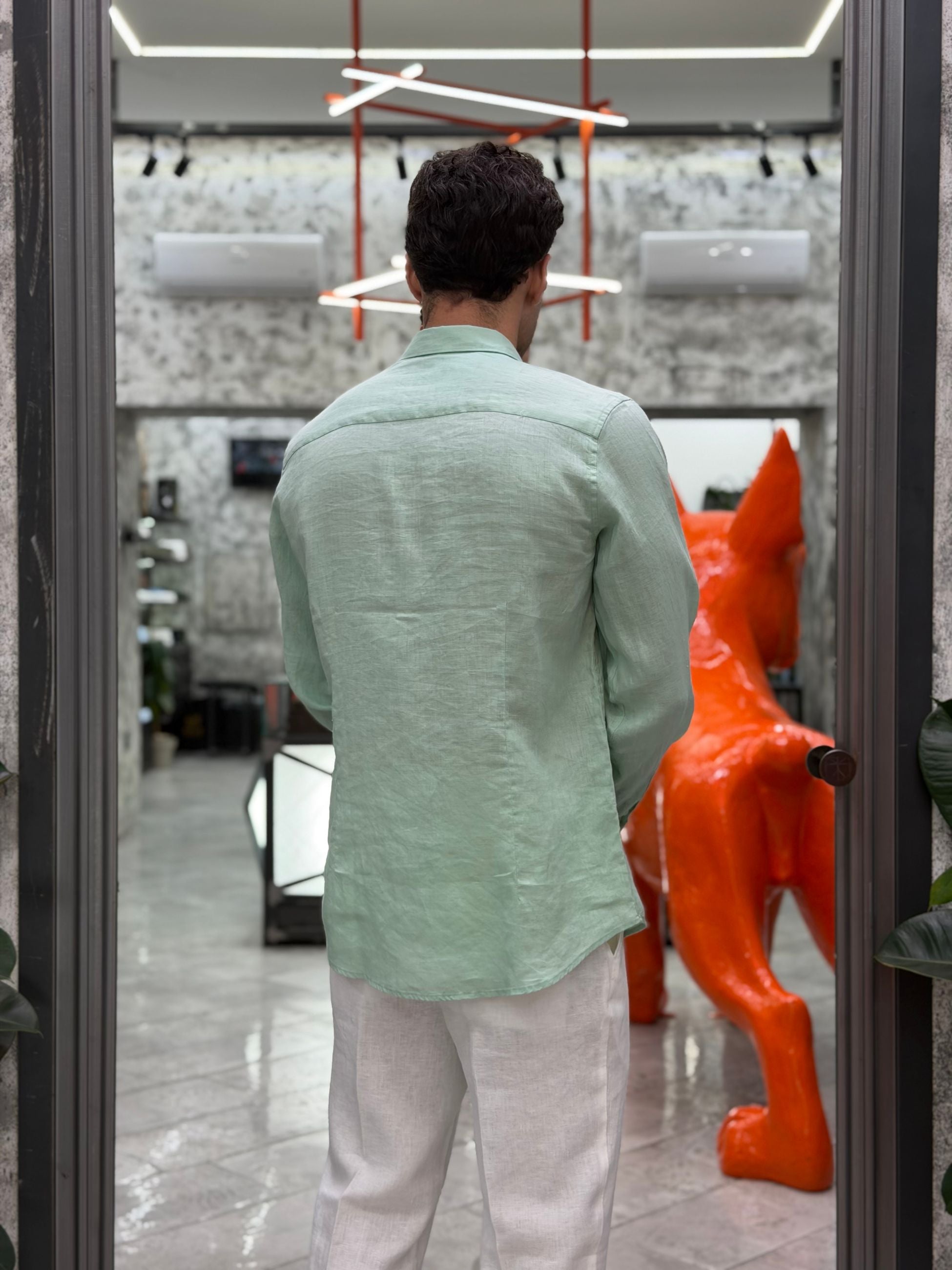 CAMICIA IN 100% PURO LINO CON COLLO ALL'ITALIANA - REGULAR FIT GL7619S-S26.MEN