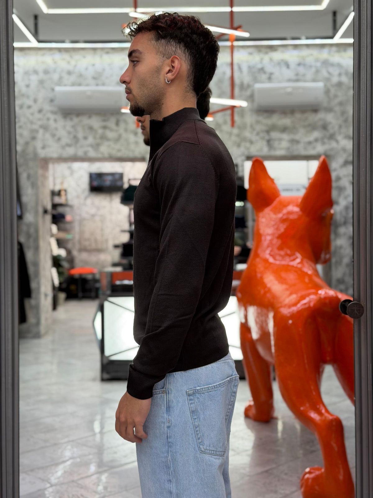MAGLIA MEZZA ZIP BASIC IN MORBIDA VISCOSA - REGULAR FIT MI3371SS.MOR