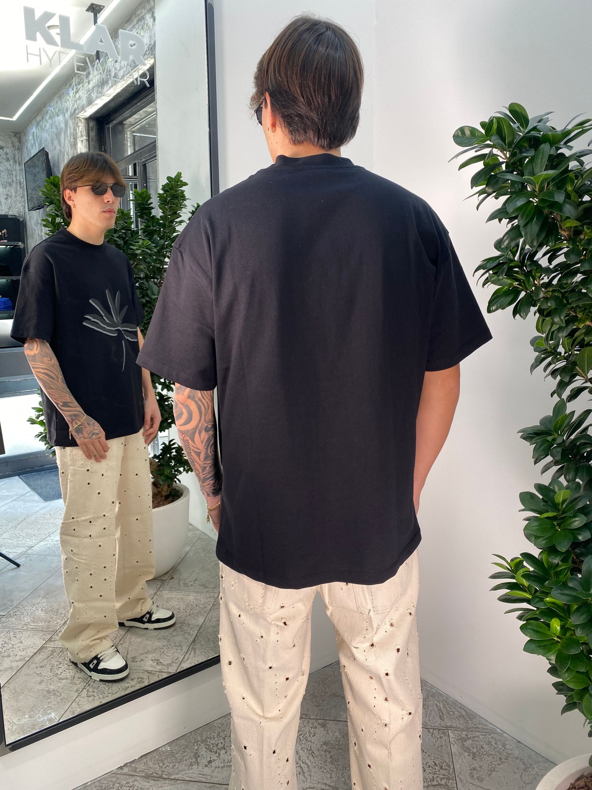 T-SHIRT OVERSIZE CON STAMPA IN 100% COTONE TS3325.NER
