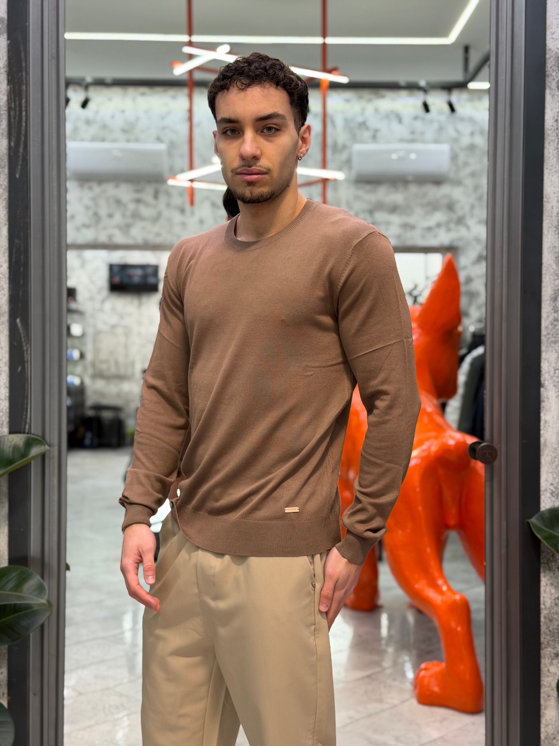 MAGLIA GIROCOLLO IN FILO CON POLSINI E VITA ELASTICIZZATA - REGULAR FIT GL512S-S26.TAB