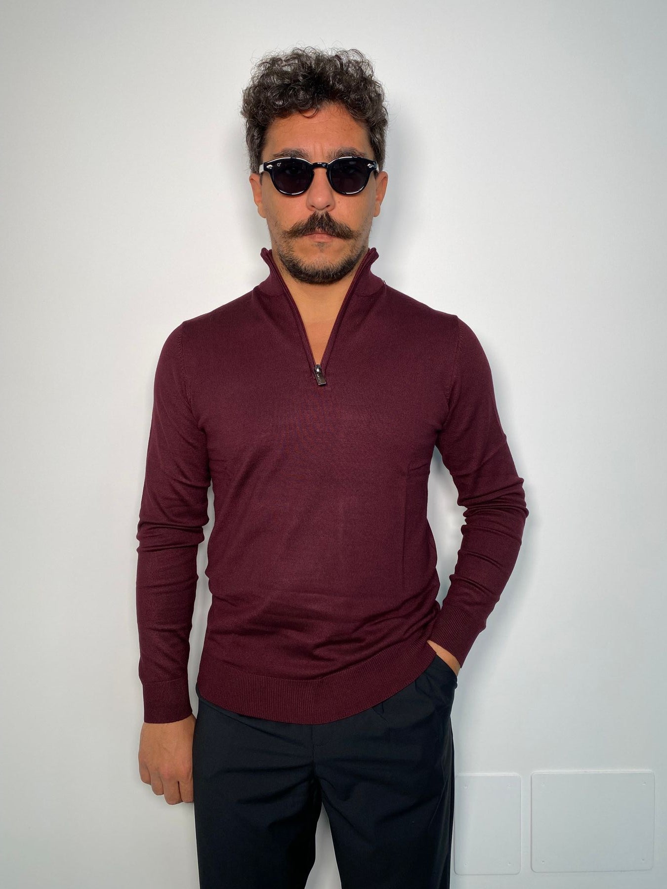 MAGLIA MEZZA ZIP IN MISTO VISCOSA FINEZZA 12 - REGULAR FIT