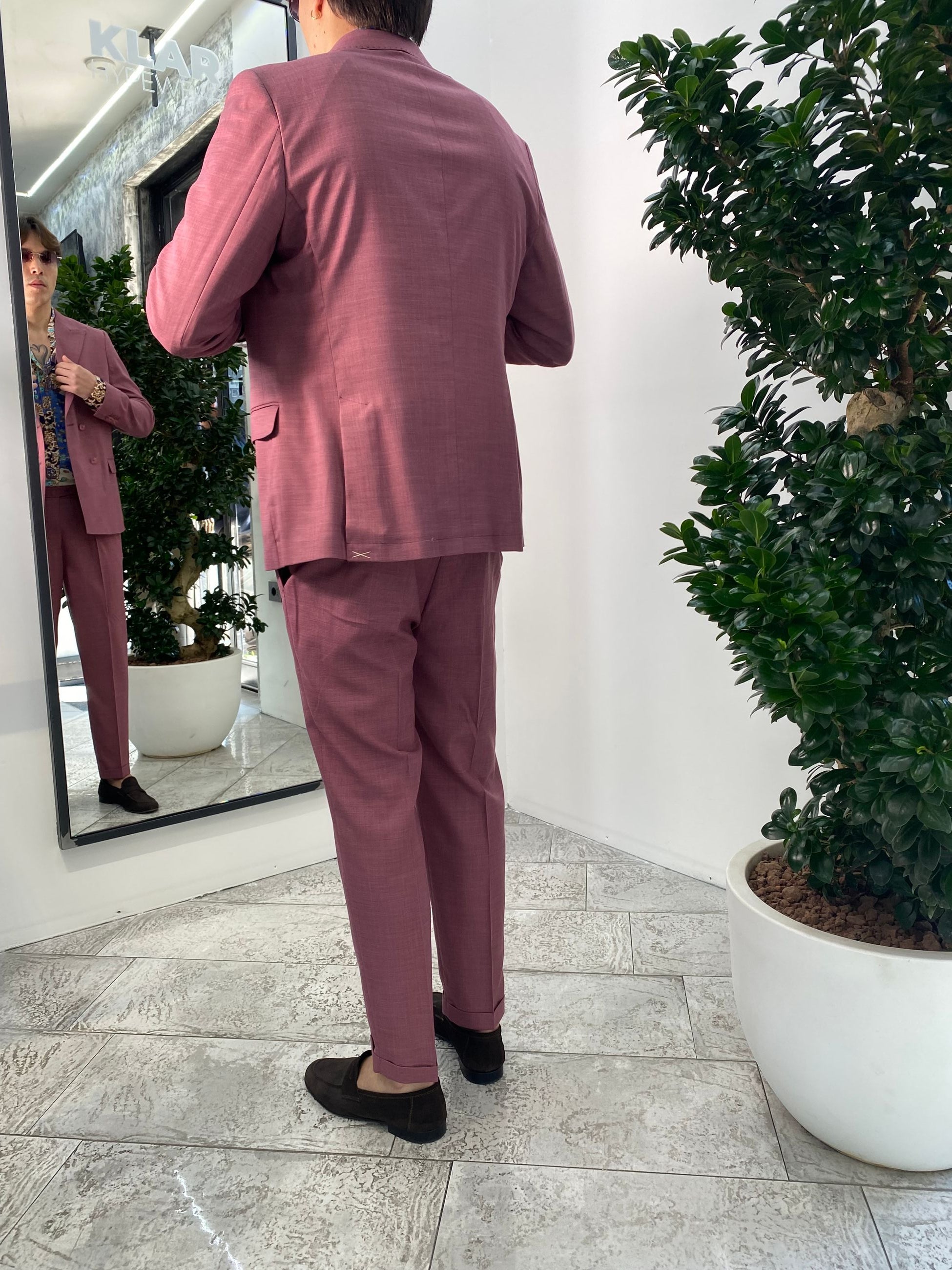 ABITO COMPLETO GIACCA DOPPIOPETTO E PANTALONE IN TESSUTO EFFETTO FIAMMATO - REGULR FIT ABE45SS.MARS