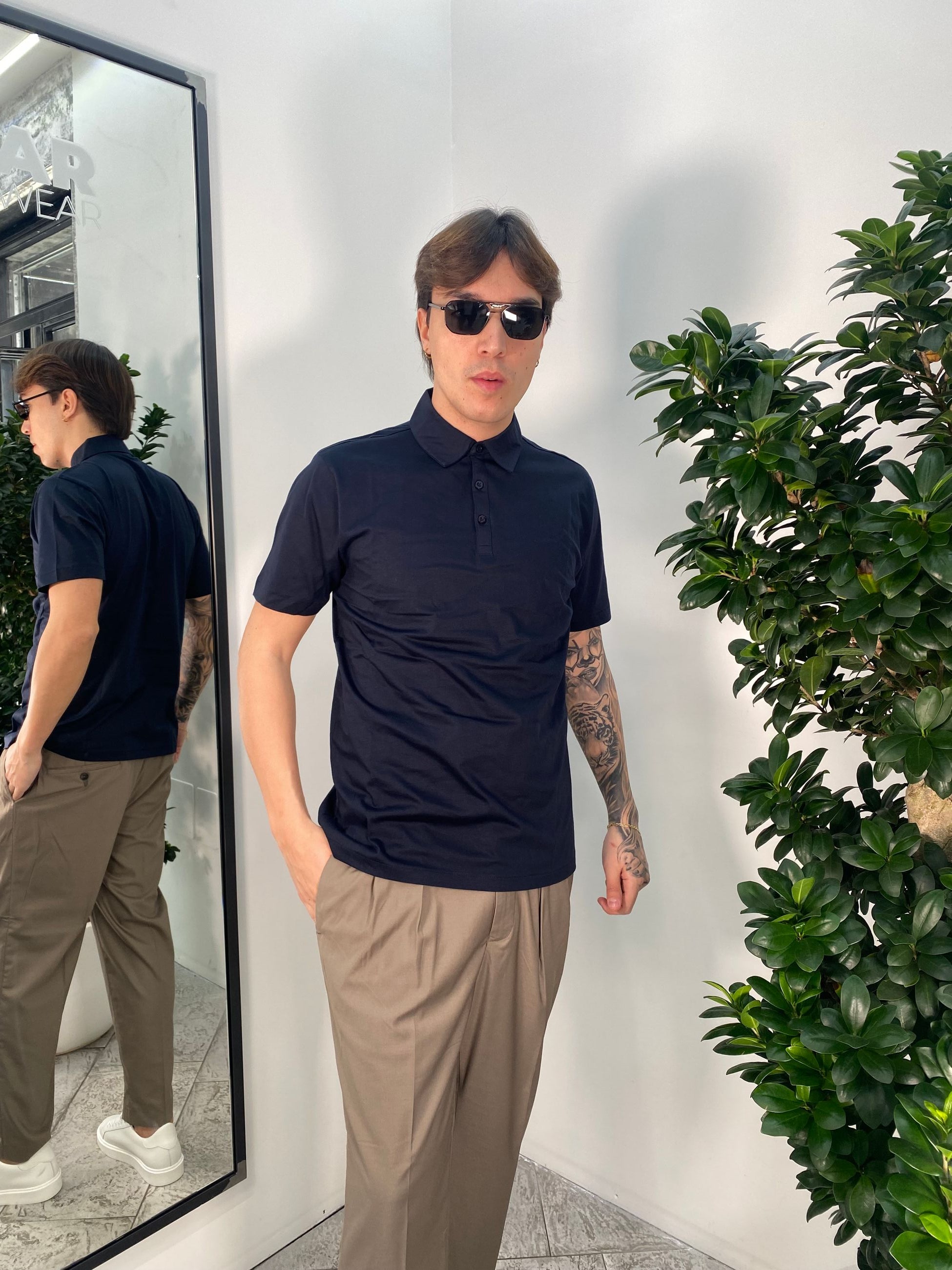 POLO MANICA CORTA 3 BOTTONI IN COTONE MERCERIZZATO - REGULAR FIT PE2924SS.BLU