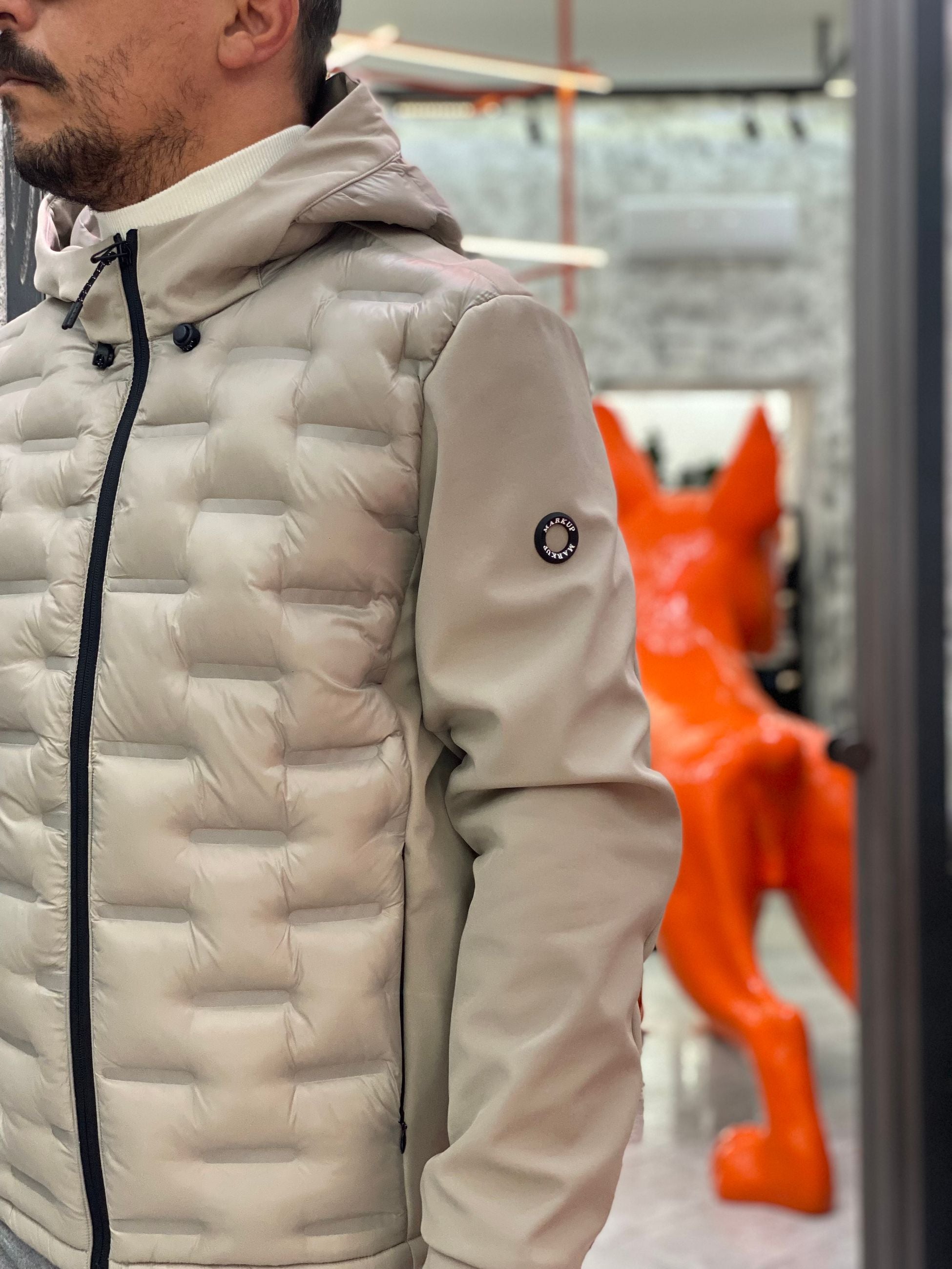 GIUBBINO NYLON CON CAPPUCCIO TRAPUNTATO IN TESSUTO SOFTSHELL STRETCH - REGULAR FIT MK9940015.BEI