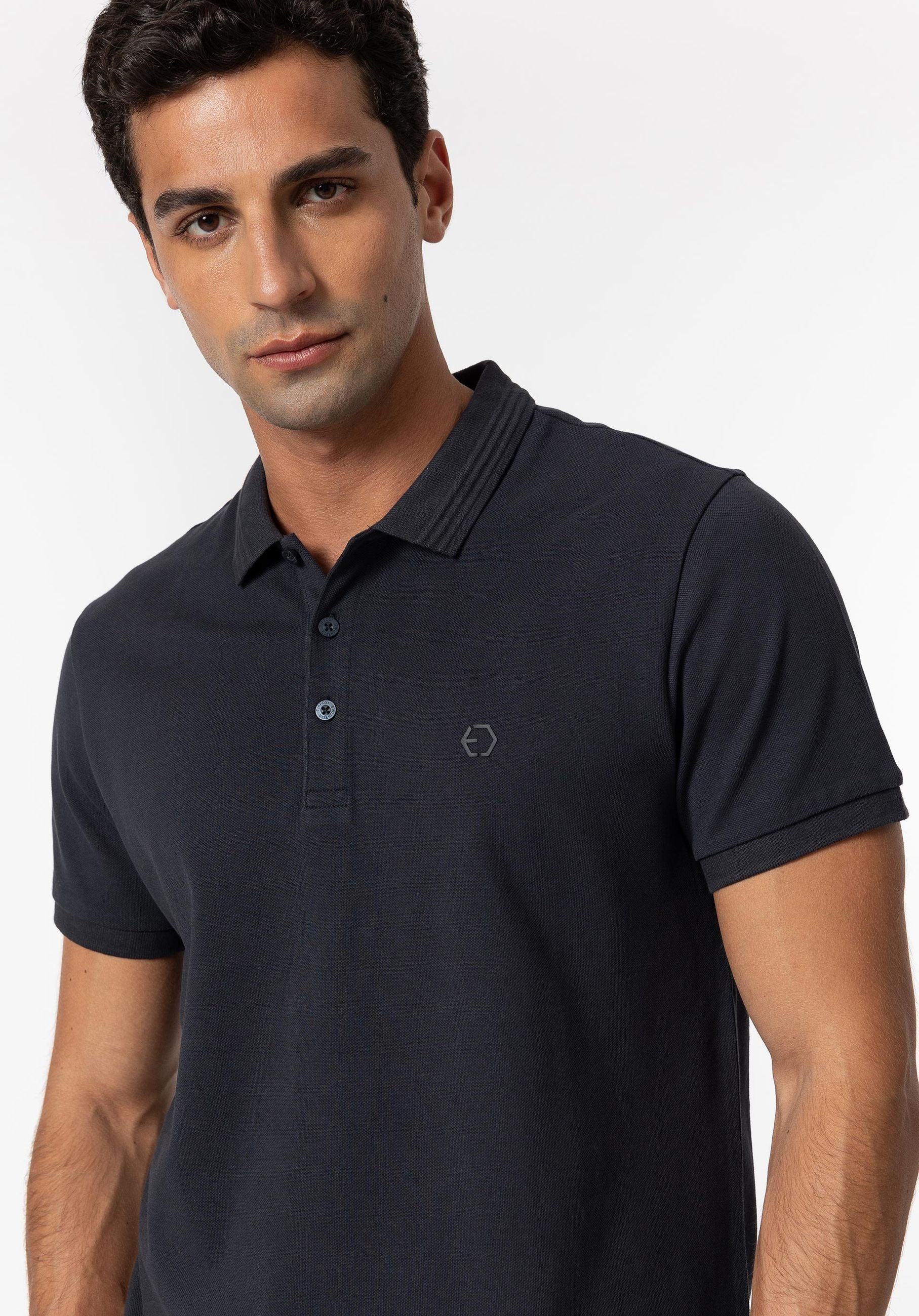 POLO MANNING_2 IN 100% COTONE PIQUET CON LOGO LATO CUORE TONO SU TONO - REGULAR FIT 10050806.BLU