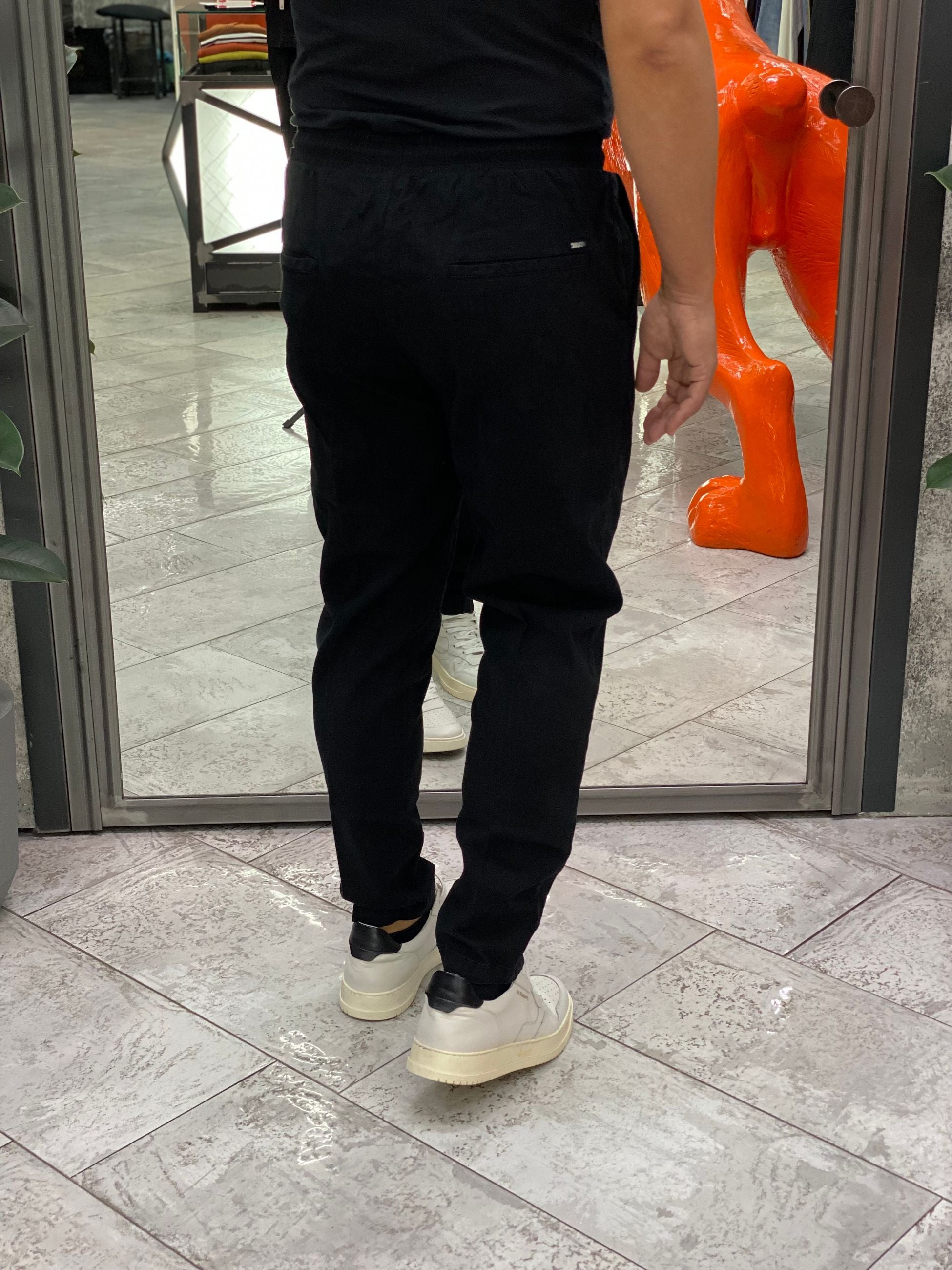 PANTALACCIO LEONARD IN CALDO COTONE ELASTICIZZATO CON COULISSE IN VITA - REGULAR FIT GL5109BD-F25.NER