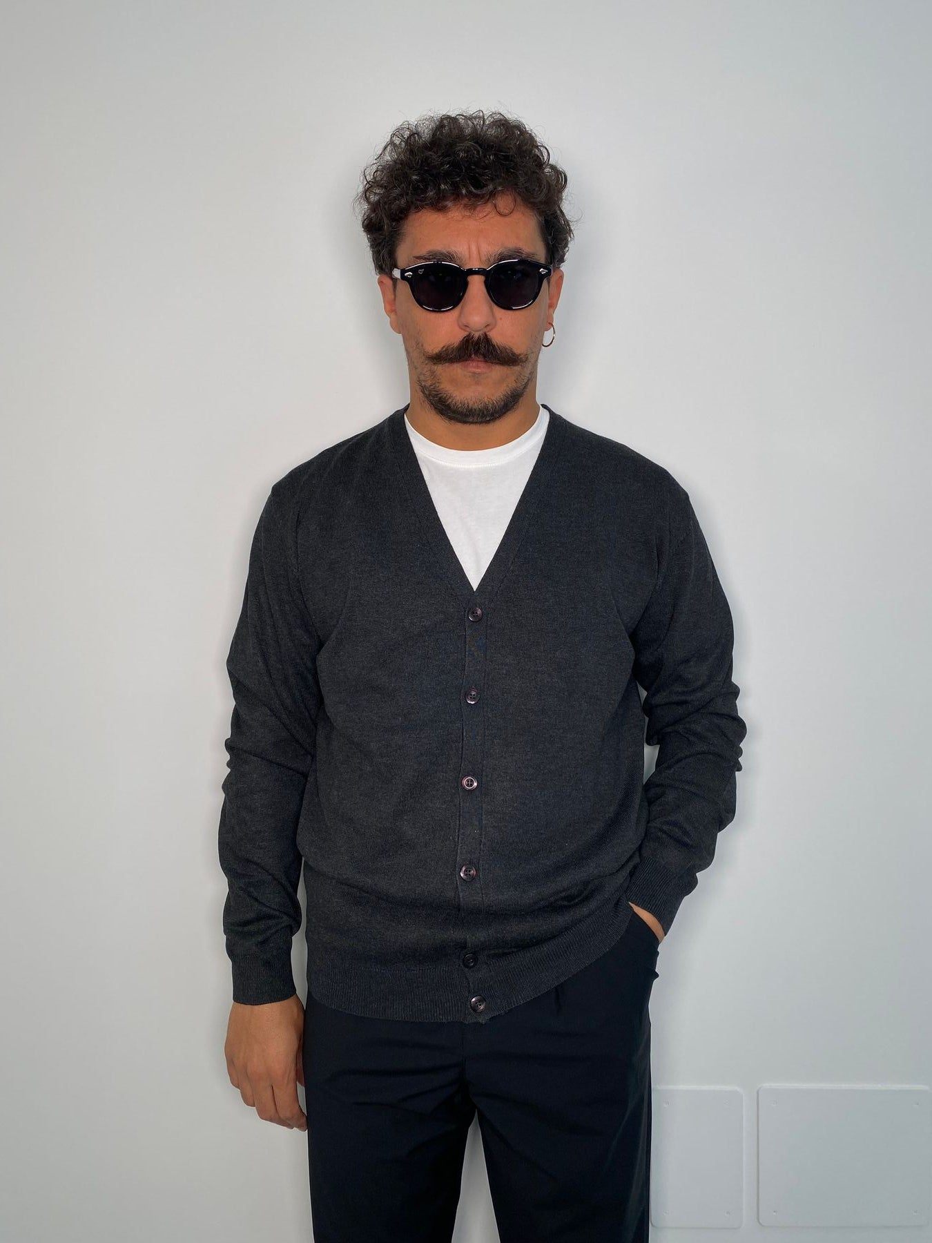CARDIGAN BASIC IN MISTO VISCOSA - REGULAR FIT