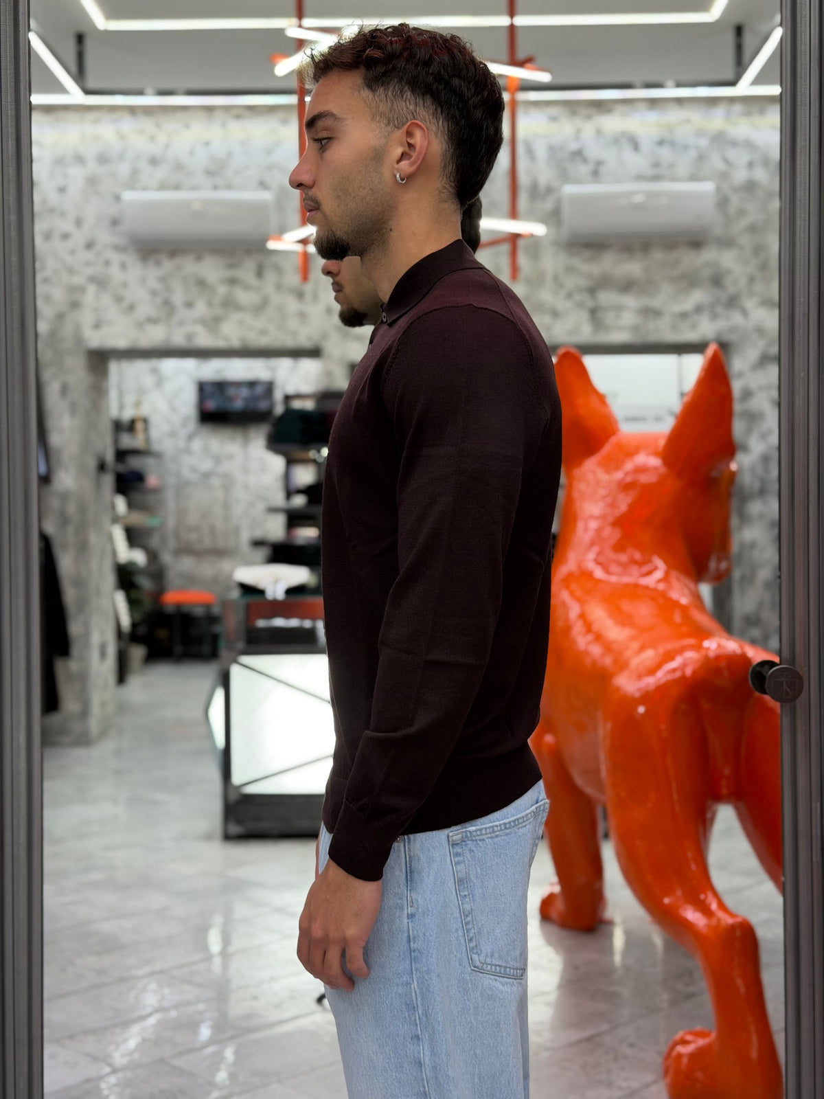 POLO MANICA LUNGA IN 100% LANA MERINO EXTRAFINE - REGULAR FIT MI3509SS.MEL