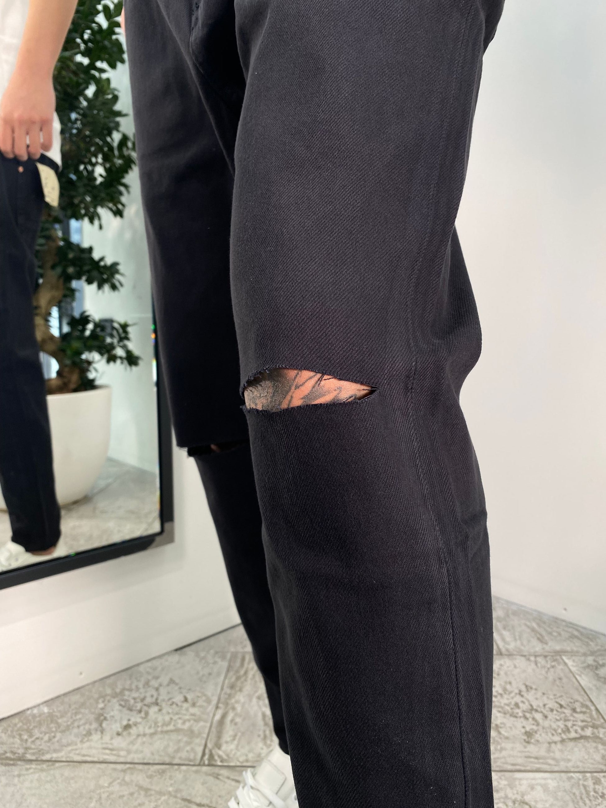 JEANS COOPER IN TELA FISSA CON STRAPPO AL GINOCCHIO - CARROT FIT GL2503YH.NER
