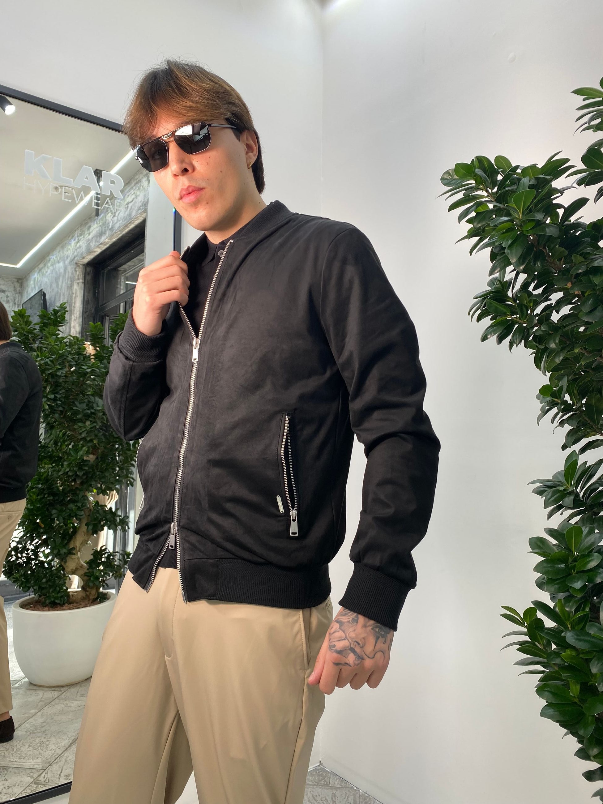 GIUBBINO COLLEGE IN ECOCAMOSCIO CON ELASTICO AL FONDO - REGULAR FIT GL9730-S25.NER