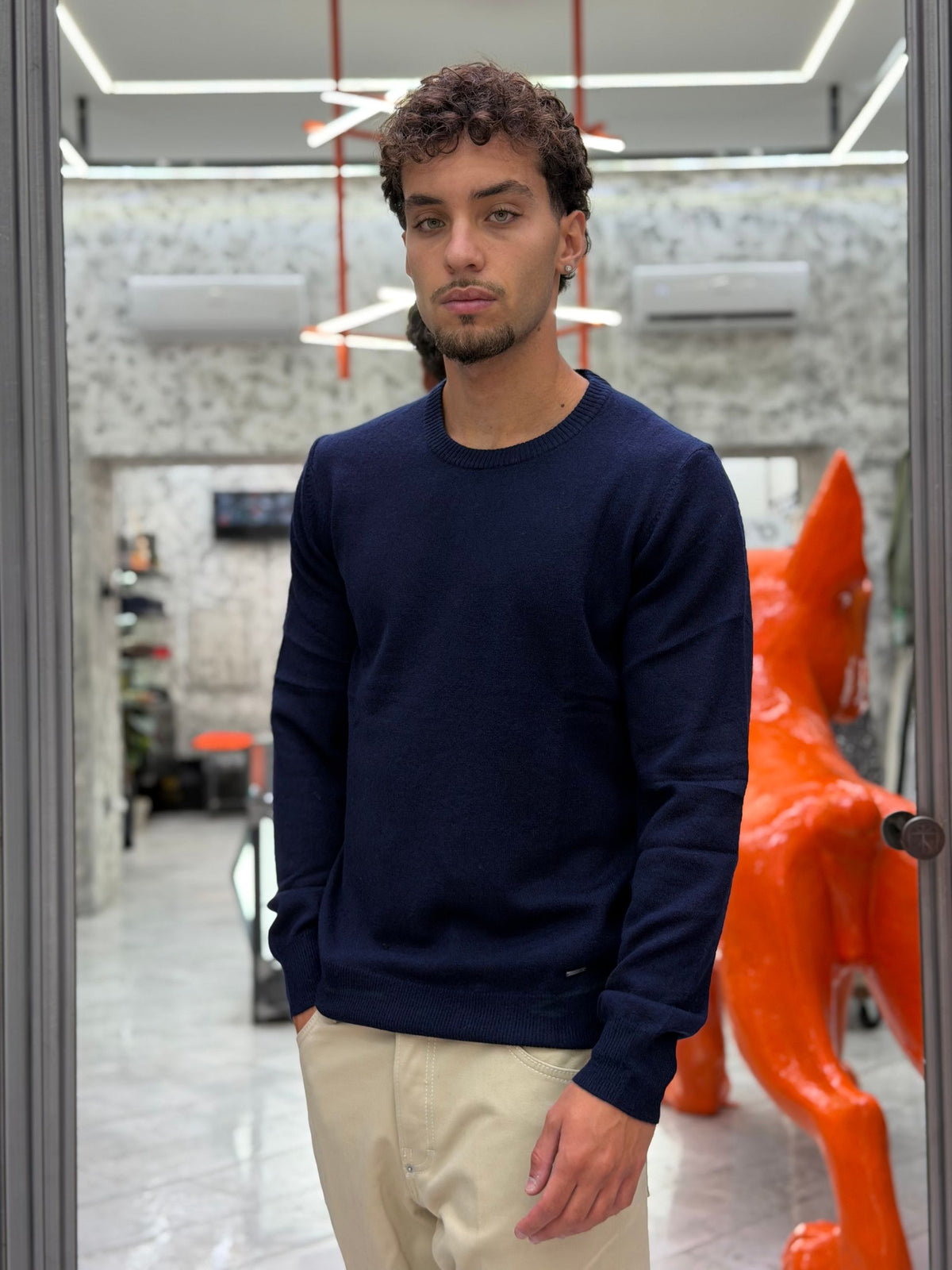 MAGLIA GIROCOLLO IN MISTO LANA/CASHMERE - REGULAR FIT GL383S-F26.BLU