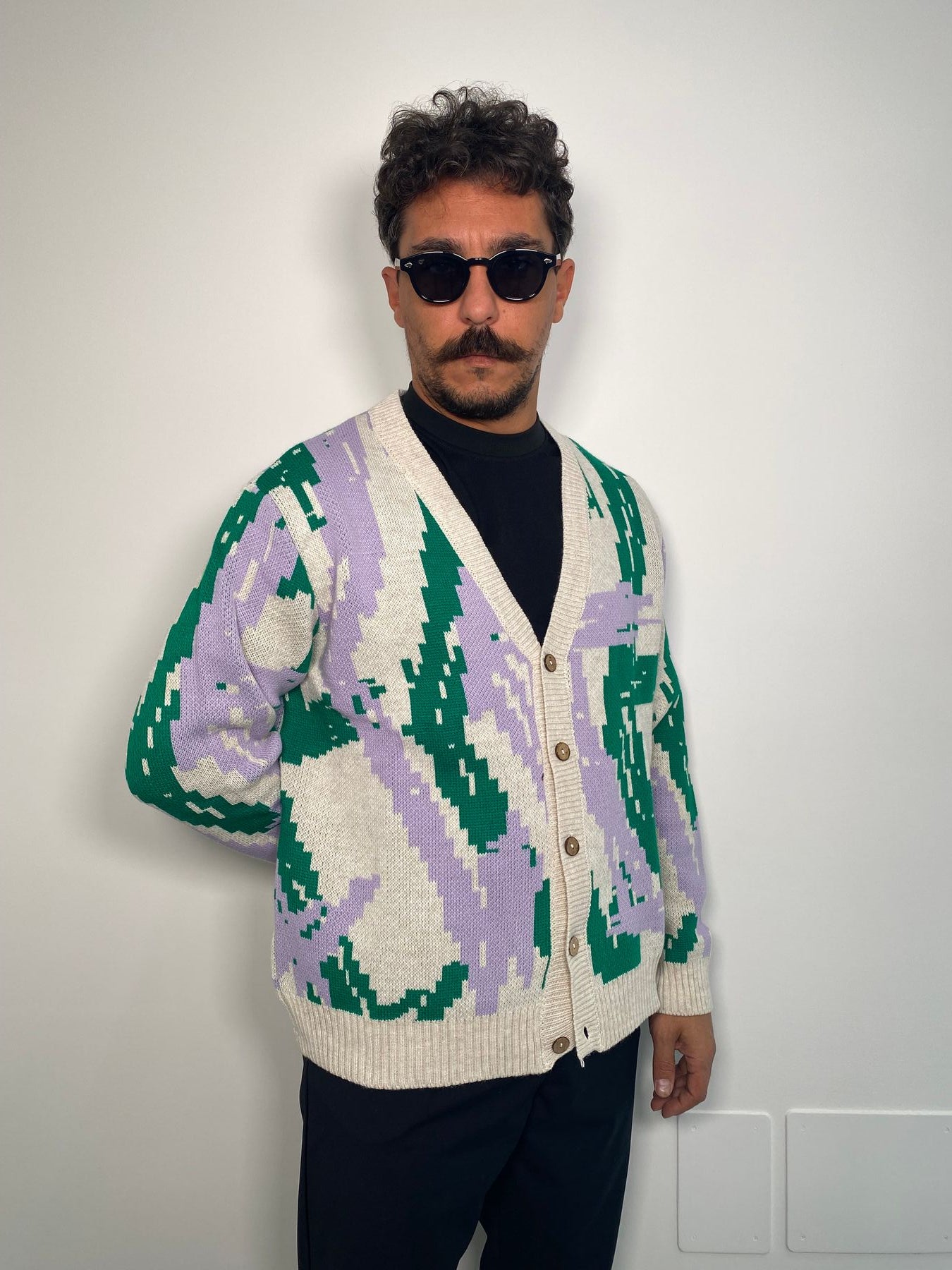 CARDIGAN IN MAGLIA JAQUARD CON TRAMA FANTASIA - REGULAR FIT
