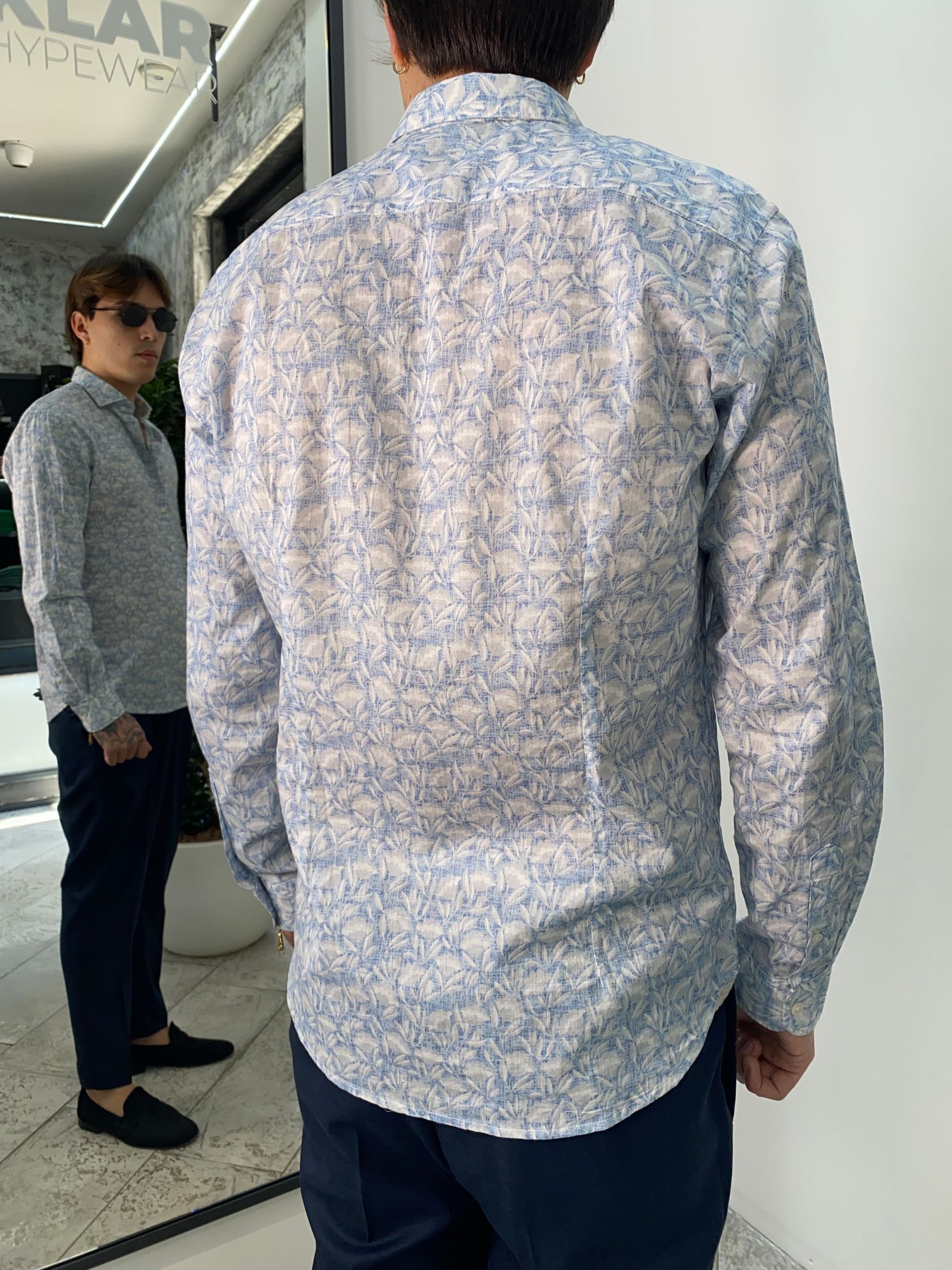 CAMICIA FANTASIA IN 100% COTONE EXTRA LIGHT - REGULAR FIT FIO3769.LTBLUE