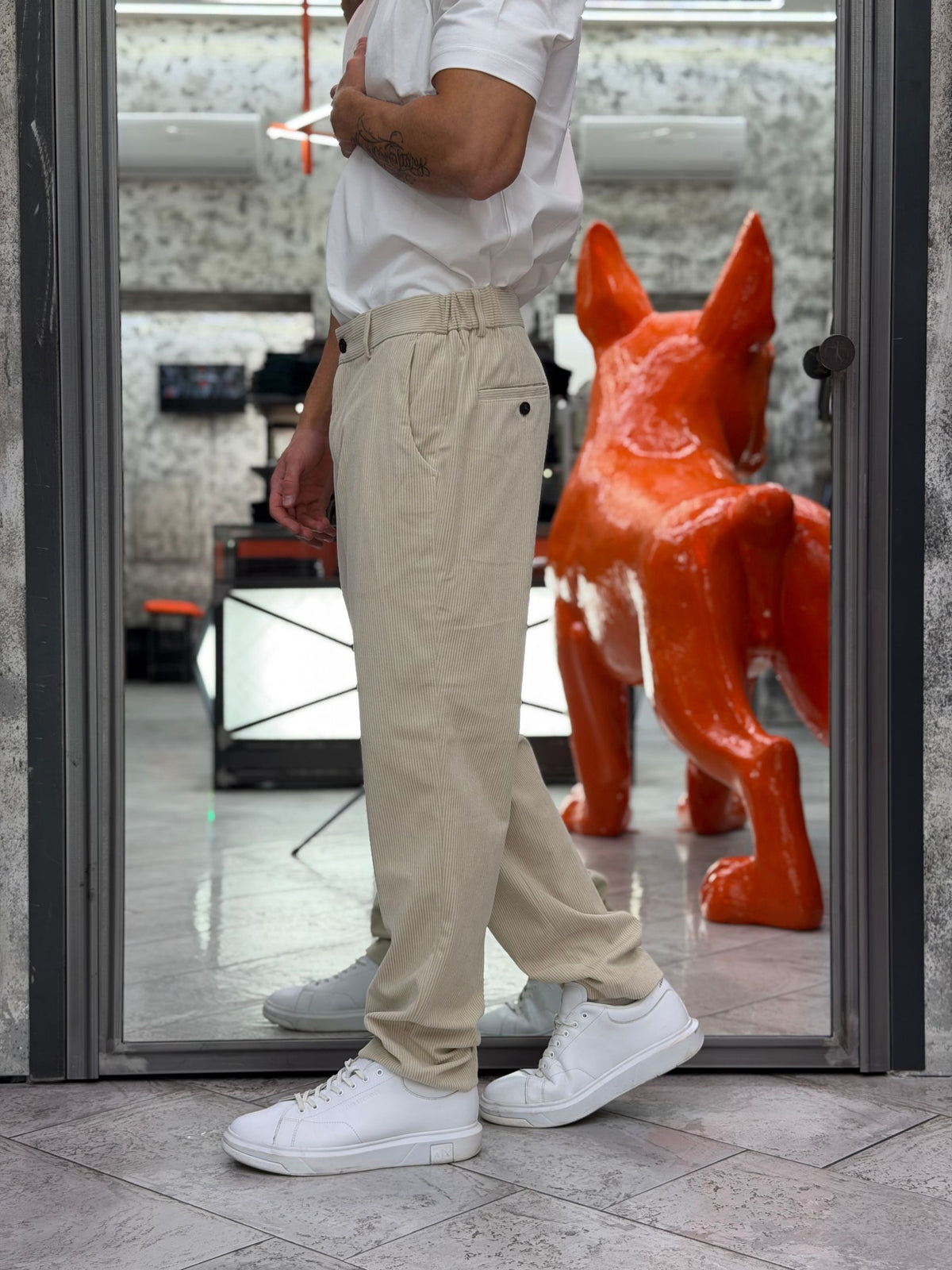 PANTALONE DA COMPLETO IN VELLUTO CON ELASTICO IN VITA - REGULAR FIT PSI1579SS.PIE