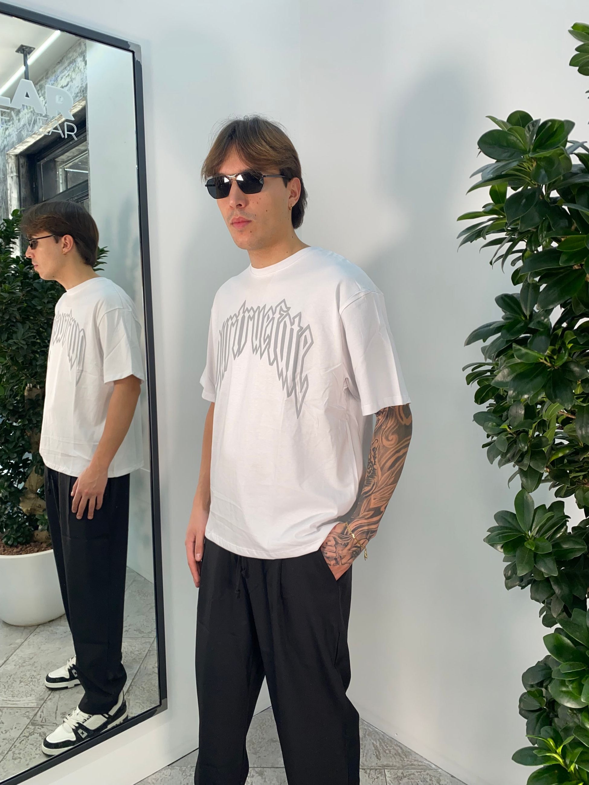 T-SHIRT IN JERSEY DI COTONE CON STAMPA A RILIEVO - SEMI OVER FIT 39567.BIA