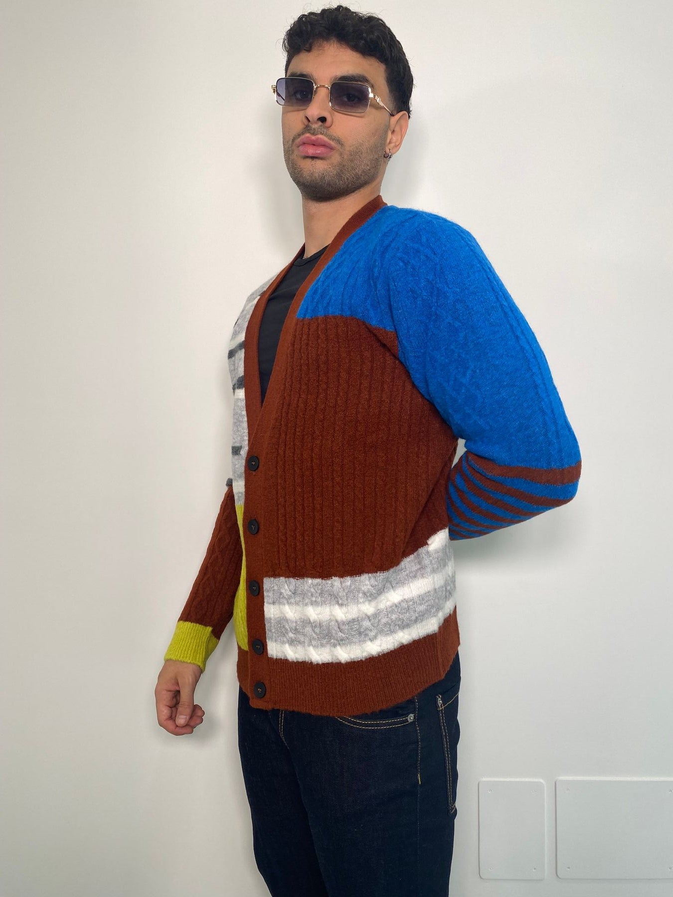 CARDIGAN IN MISTO LANA EFFETTO PATCHWORK - REGULAR FIT