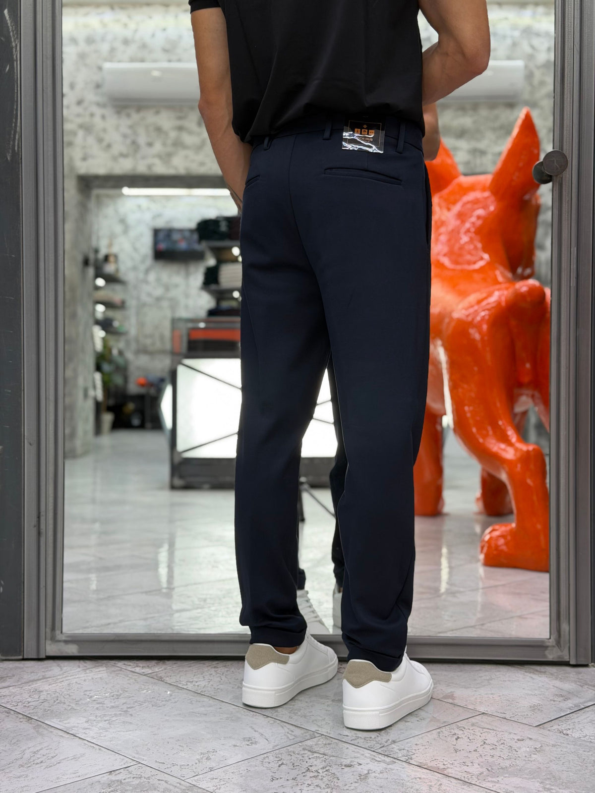 PANTALONE CROPPED IN TESSUTO PUNTO MILANO ELASTICIZZATO - REGULAR FIT MK9950112.BLU