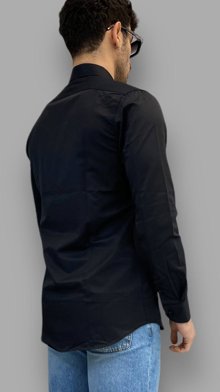 CAMICIA IN COTONE ELASTICIZZATO CON CRAVATTA IN TINTA - SLIM FIT