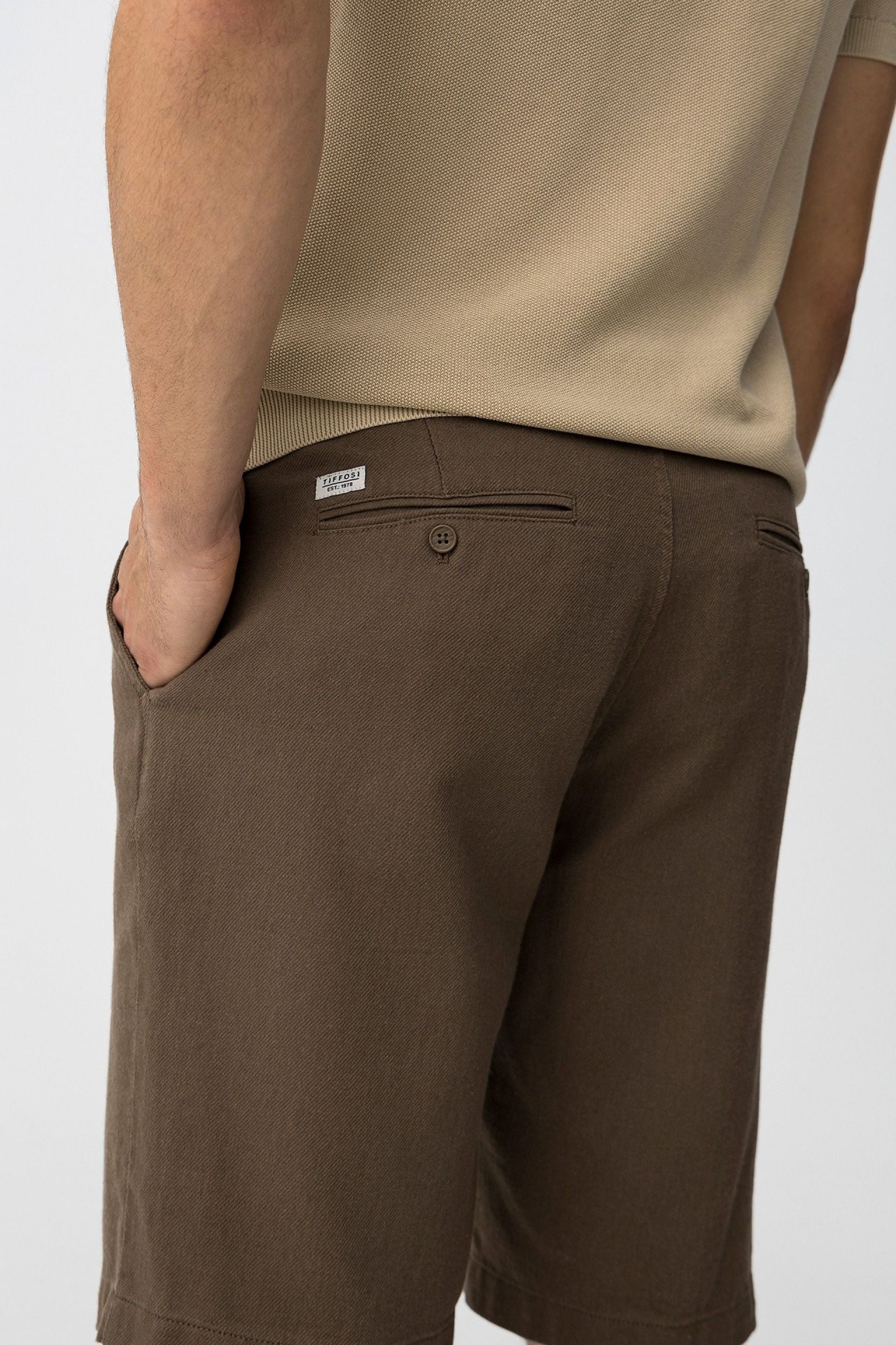BERMUDA HUDSON IN MISTO LINO/COTONE - REGULAR FIT 10064834.MOR