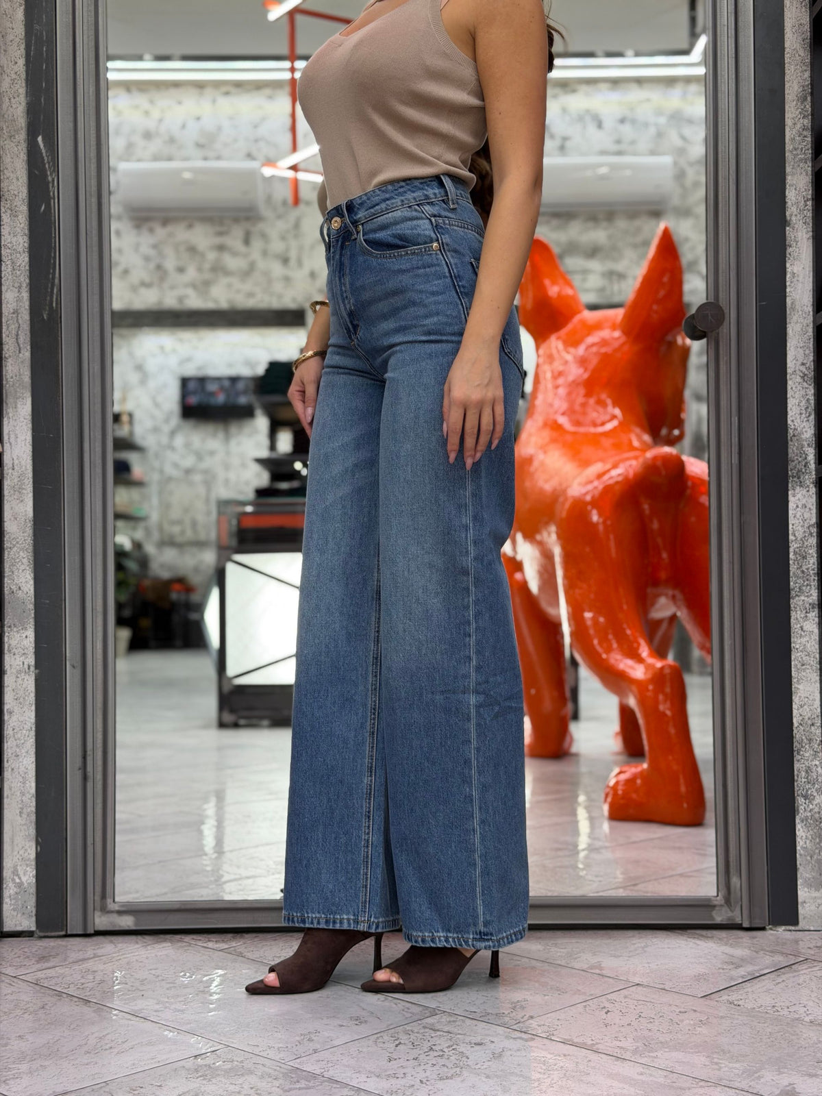 JEANS EMMA MEDIUM WASH - WIDE LEG FIT GLD8026M