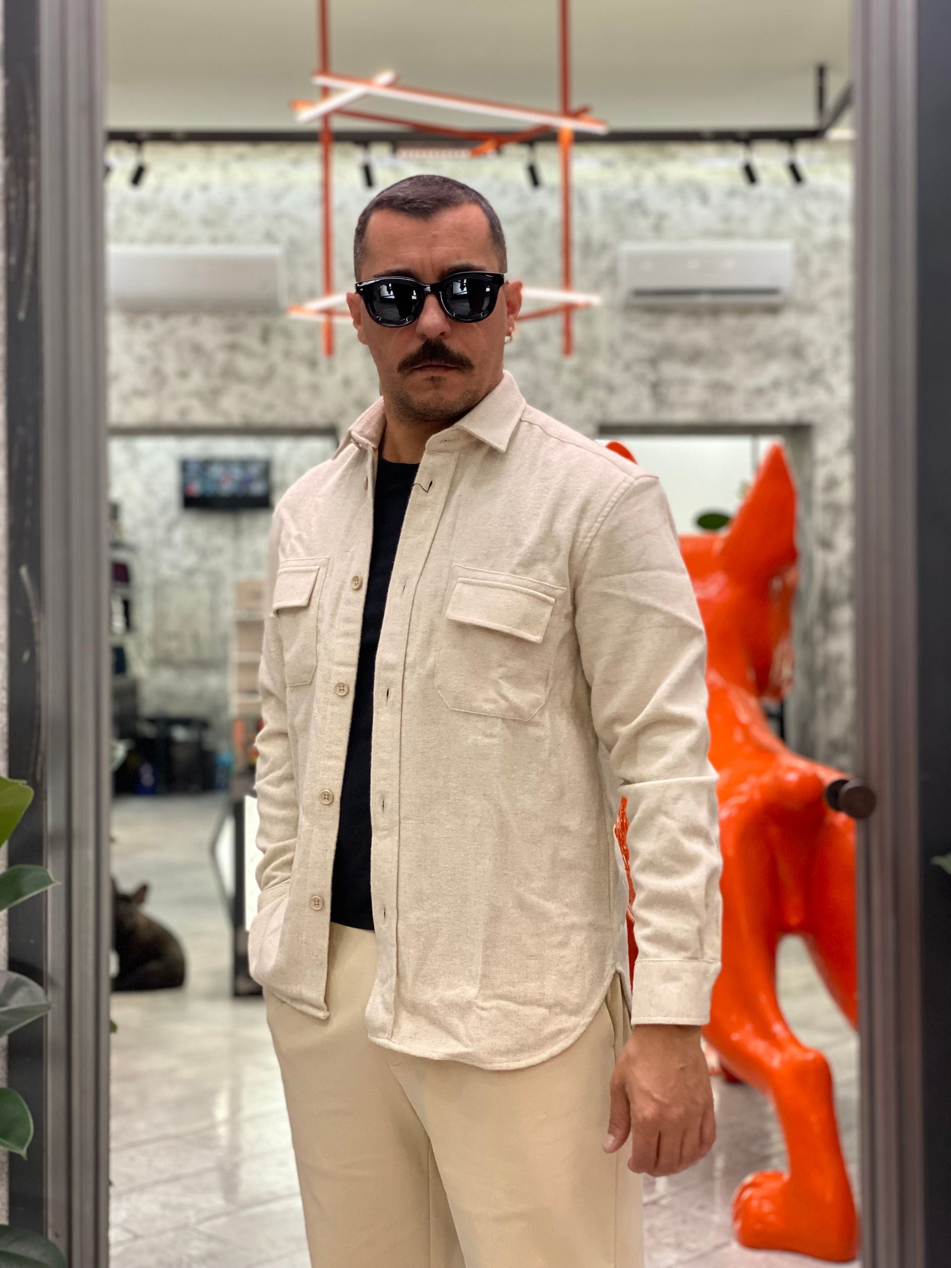 OVERSHIRT IN FLANELLA CON TASCONI - REGULAR FIT CI1064SS.BEI