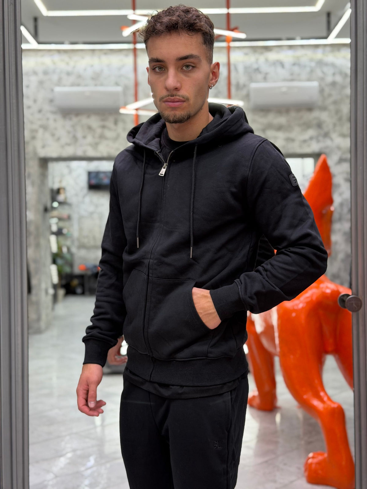 FELPA APERTA CON ZIP E CAPPUCCIO - REGULAR FIT GL2243F-F26.NER