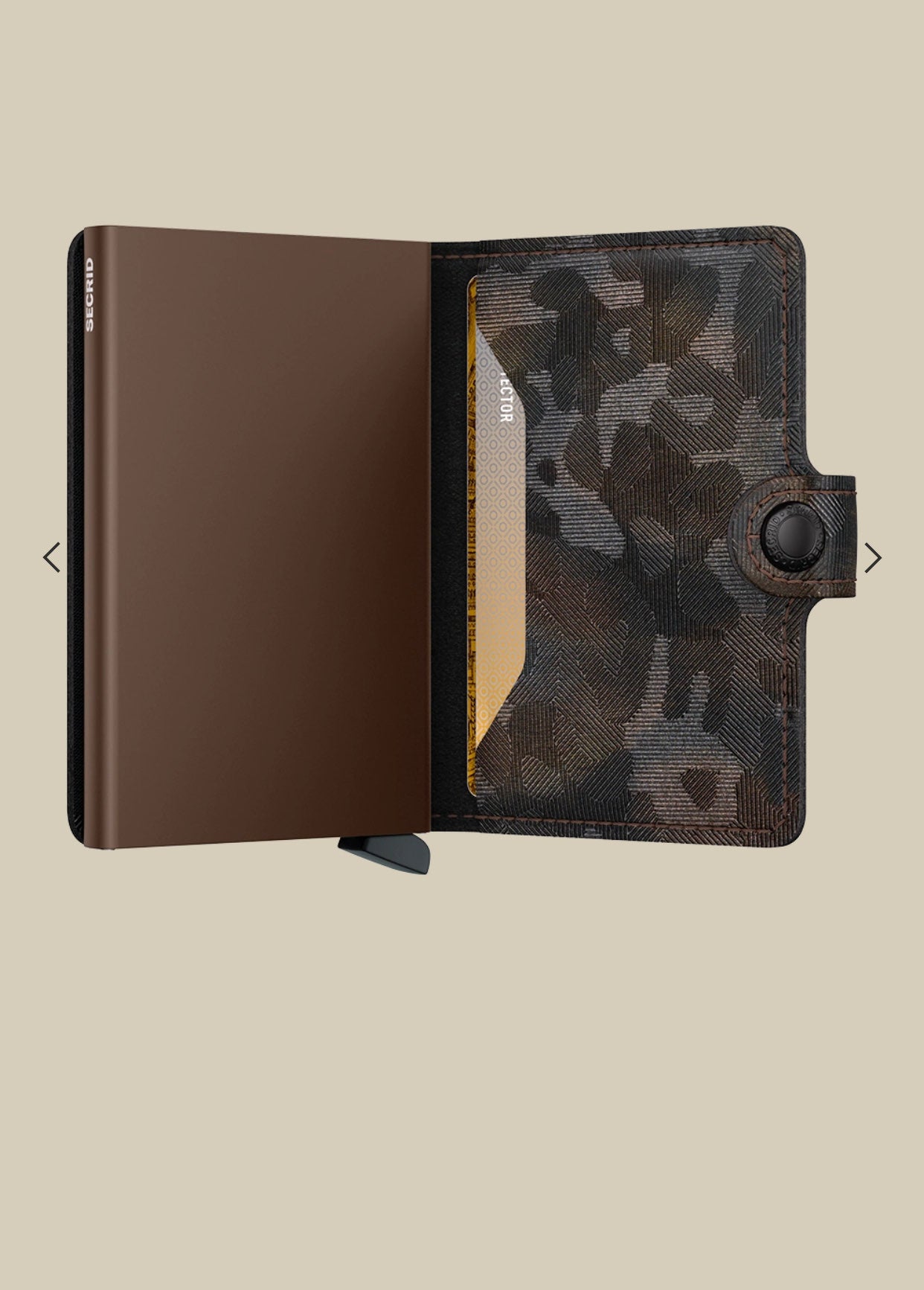 MINIWALLET PORTA CARTE E BANCONOTE IN PELLE CON RILIEVO MIMETICO MULTICOLORE MJU-BROWN