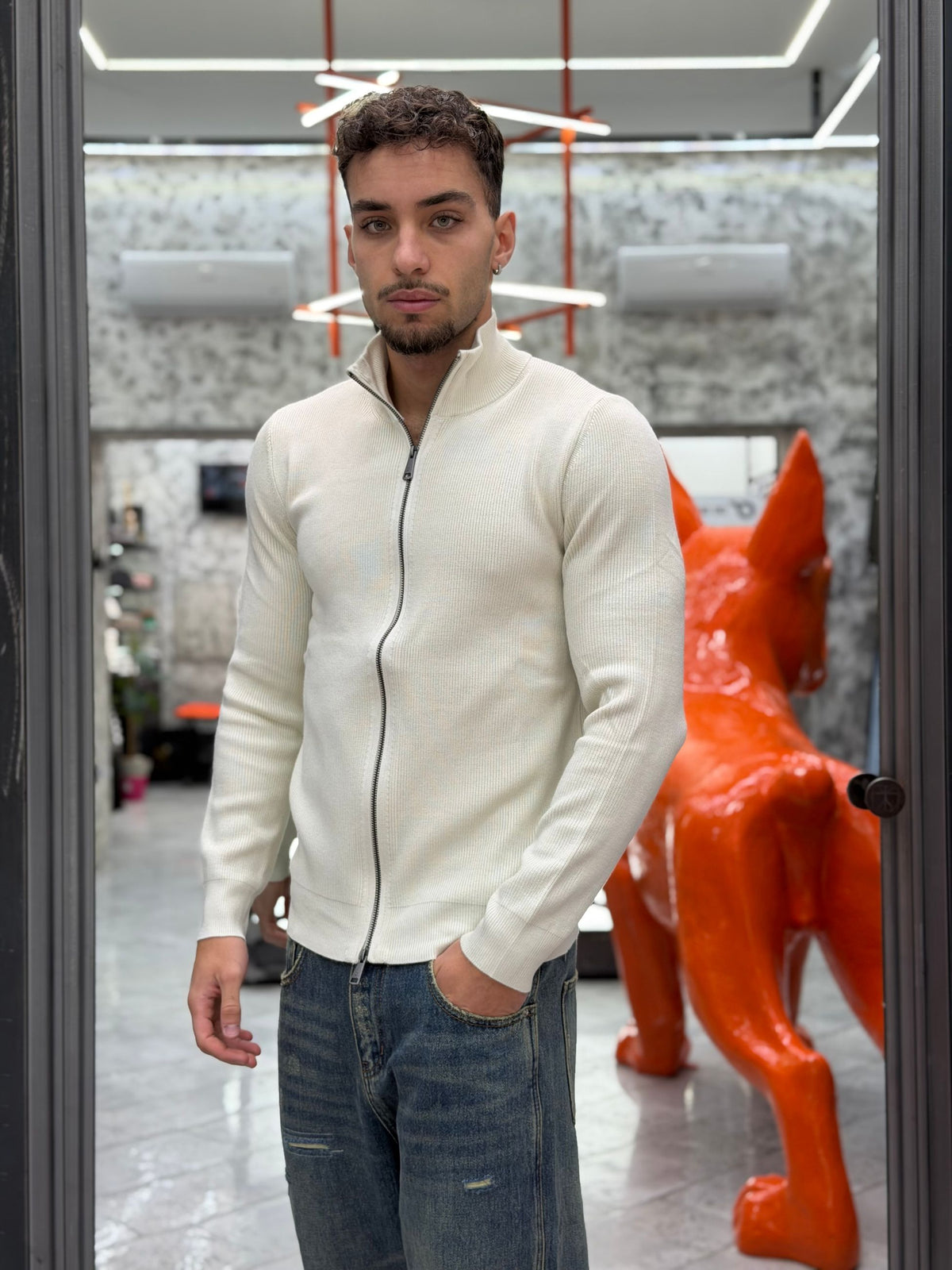 MAGLIA FULL ZIP A COSTA INGLESE IN MISTO VISCOSA - REGULAR FIT GL35152GZ-F26.PAN