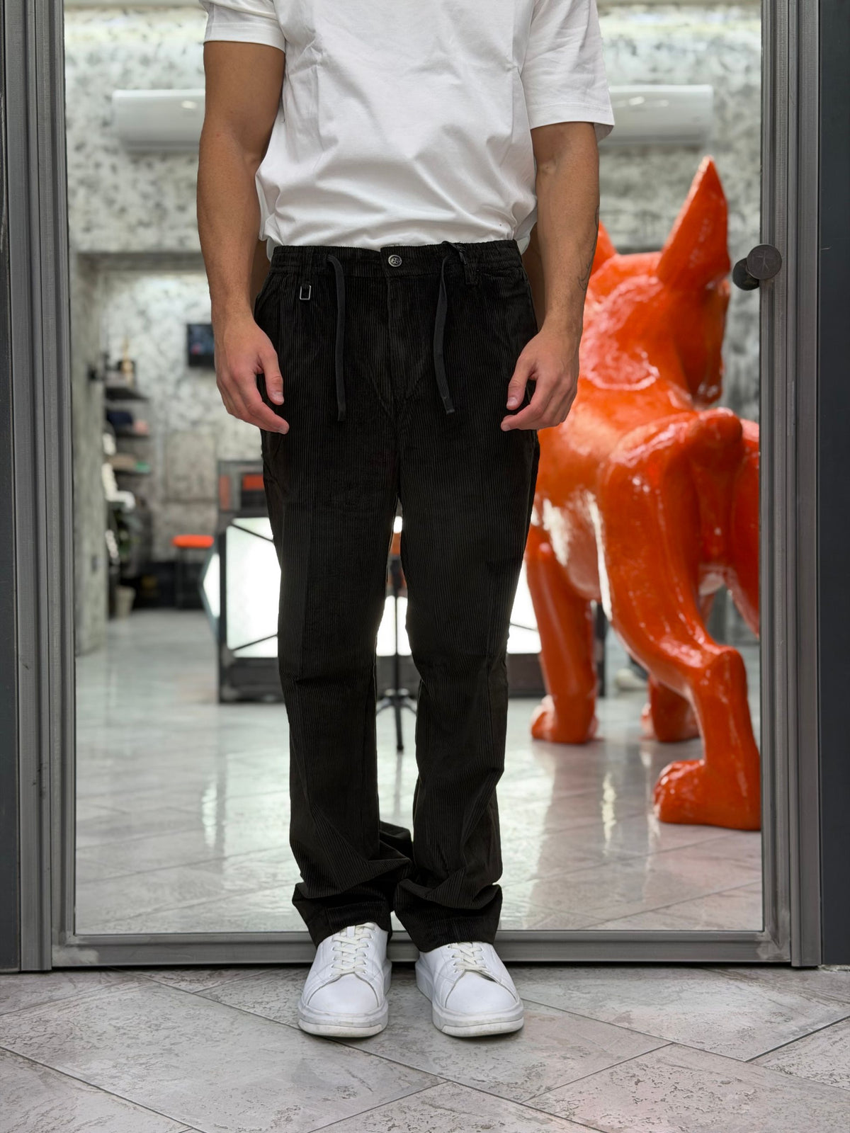 PANTALACCIO IN VELLUTO A COSTINE STRETTE - RELAXED FIT PSI1547SS.MOR